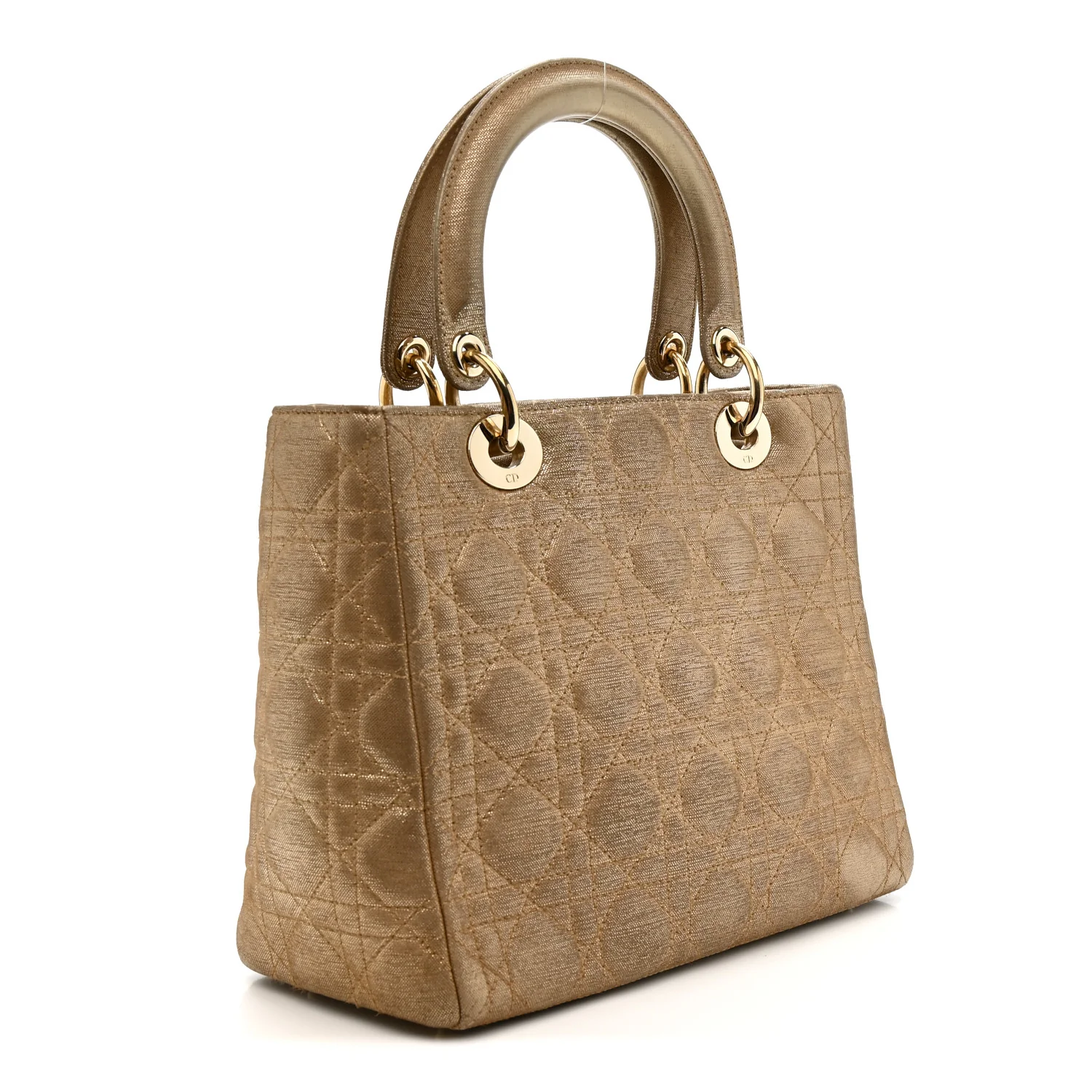 Metallic Nylon Cannage Medium Lady Dior Gold - Image 3