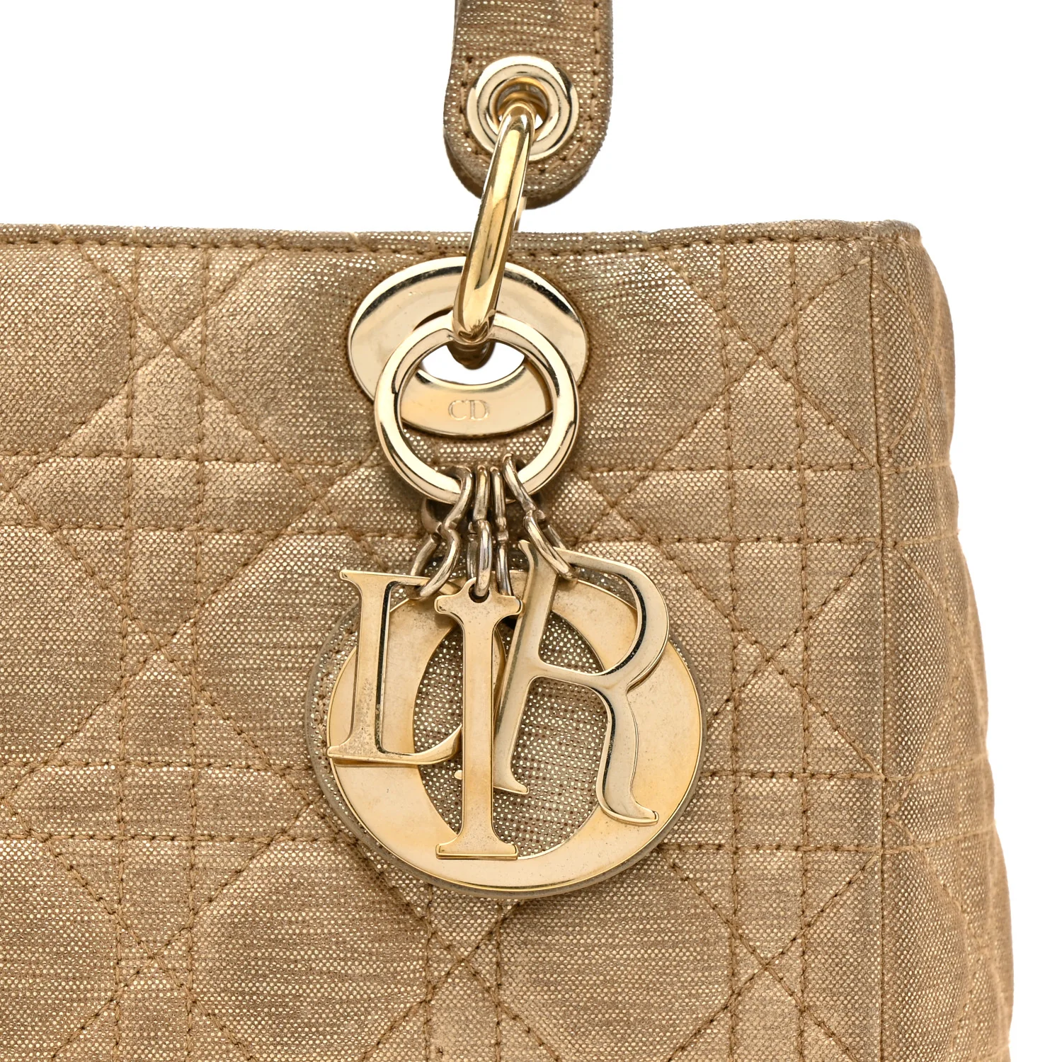 Metallic Nylon Cannage Medium Lady Dior Gold - Image 8