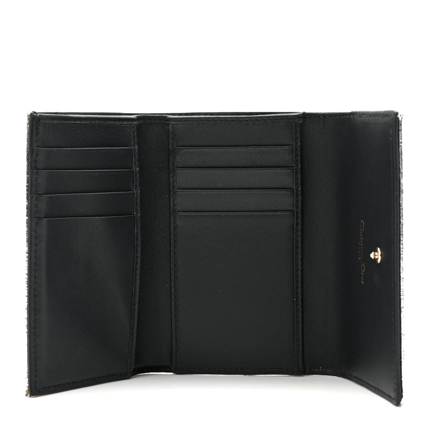 Metallic Patent Micro-Cannage Diorama Elancee Wallet Onyx Silver - Image 5