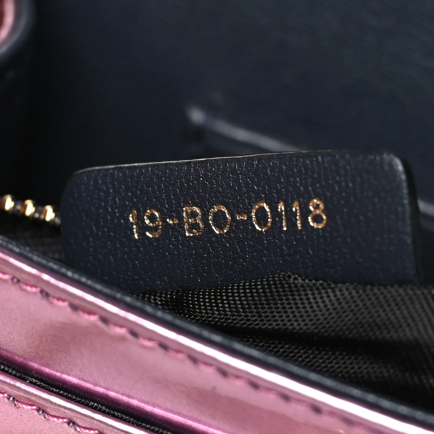 Metallic Patent Micro-Cannage Diorama Wallet on Chain Pouch Pink - Image 7