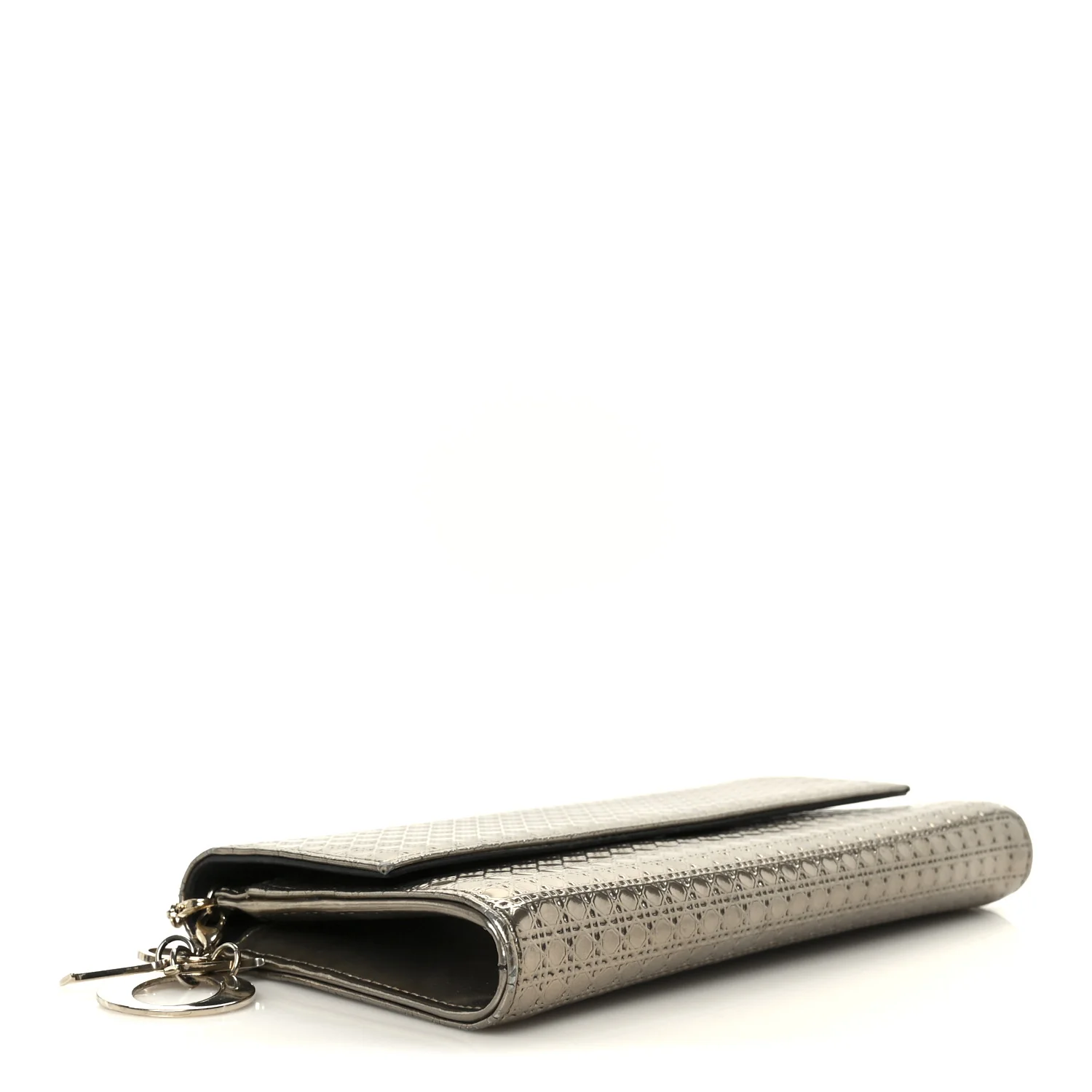 Metallic Patent Micro-Cannage Lady Dior Croisiere Chain Wallet Champagne - Image 5