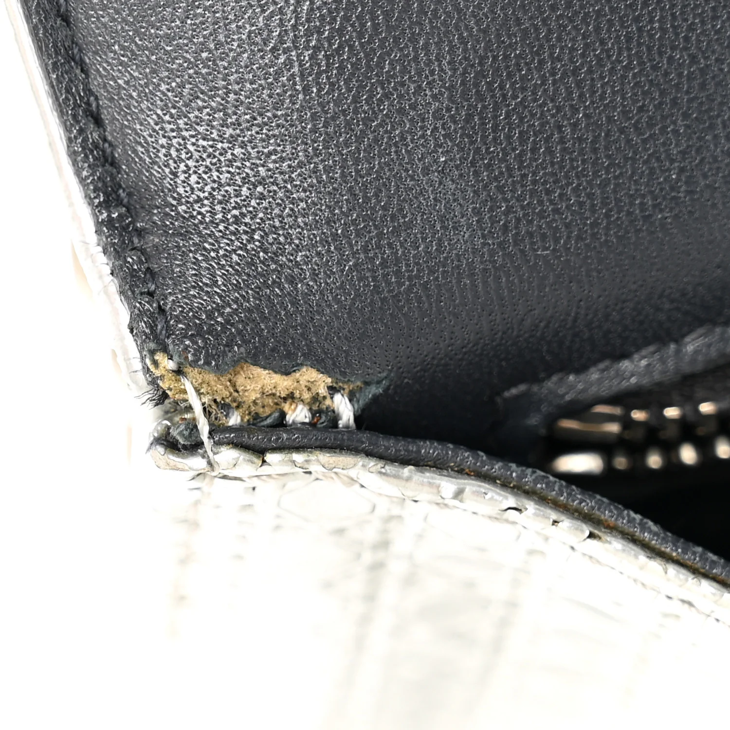 Metallic Patent Micro-Cannage Small Diorama Flap Bag Silver - Image 10