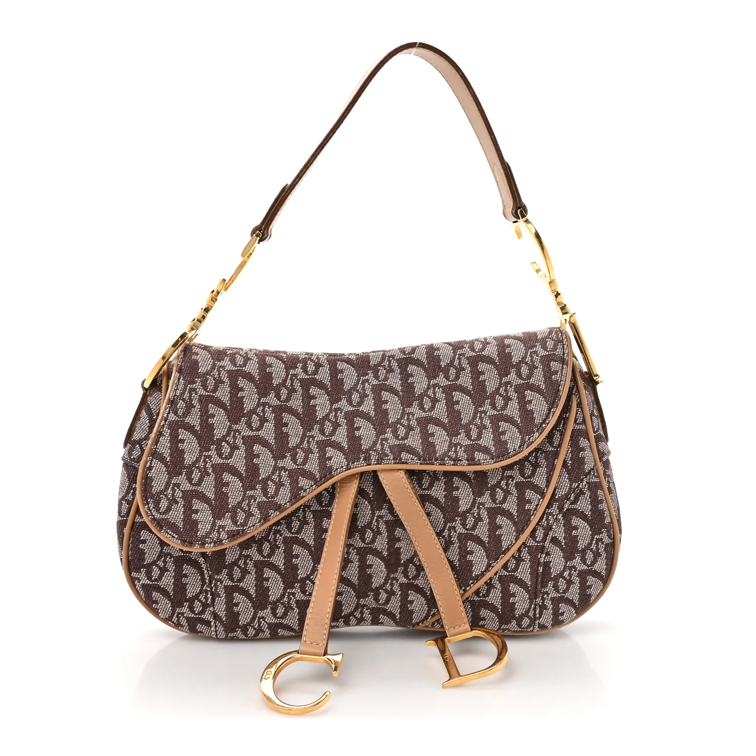 Monogram Double Saddle Bag Brown