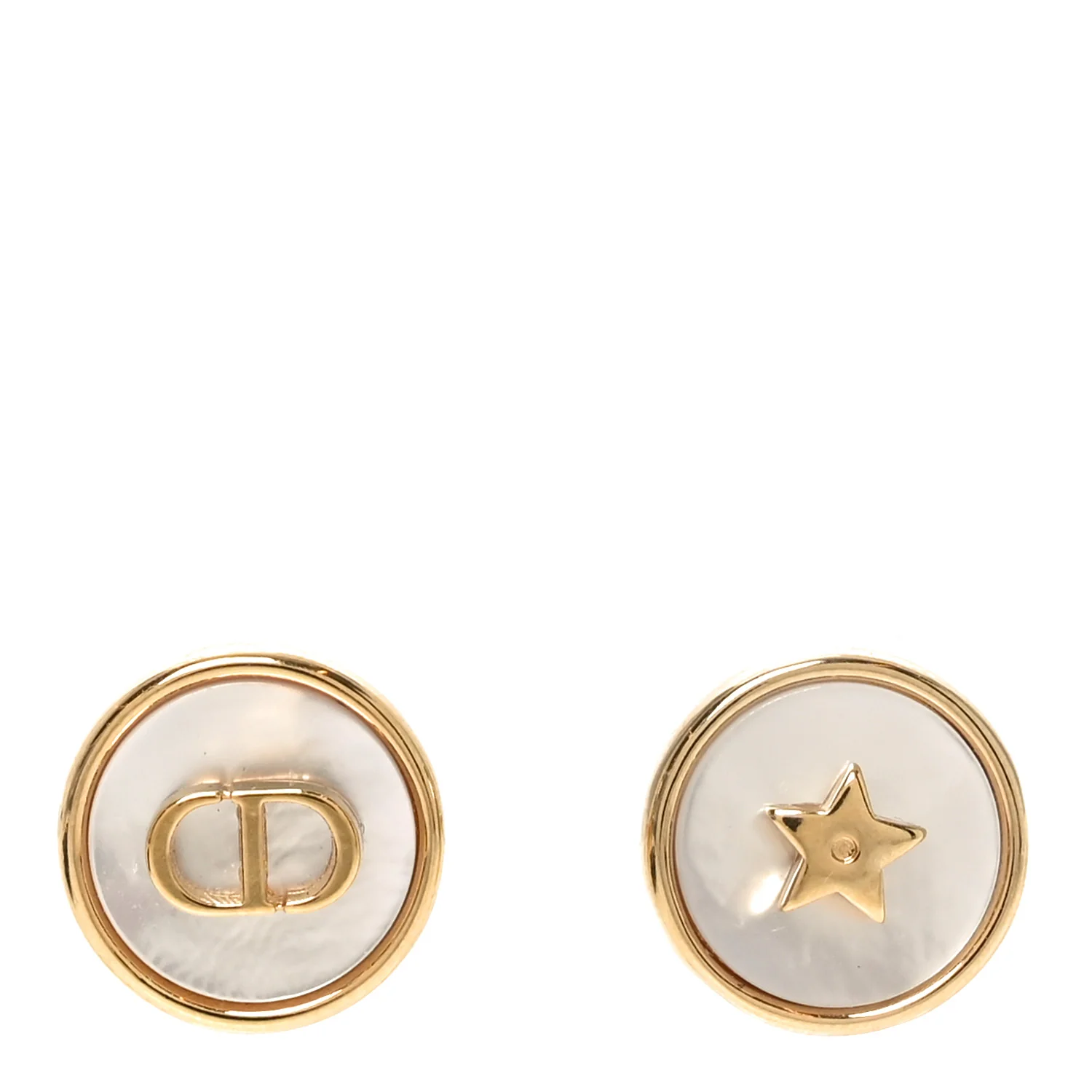 Mother Of Pearl D-Luck Stud Earrings Gold