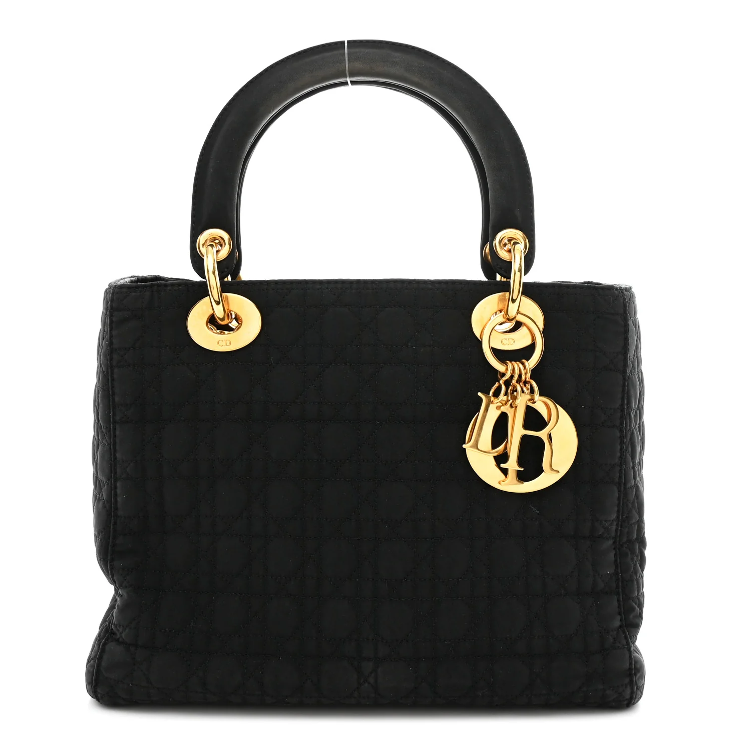 Nylon Cannage Medium Lady Dior Black