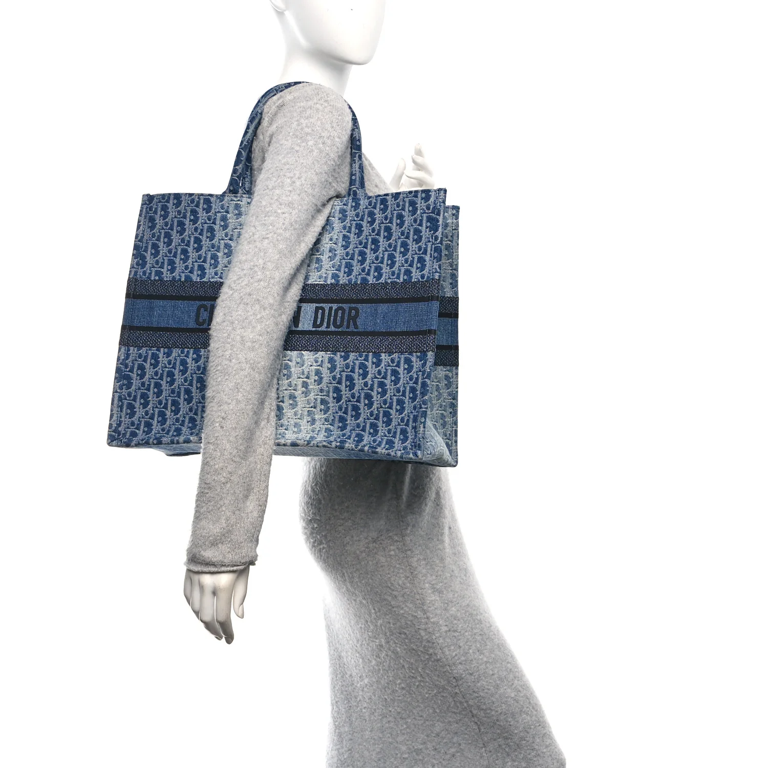 Oblique Denim Large Book Tote Blue - Image 3
