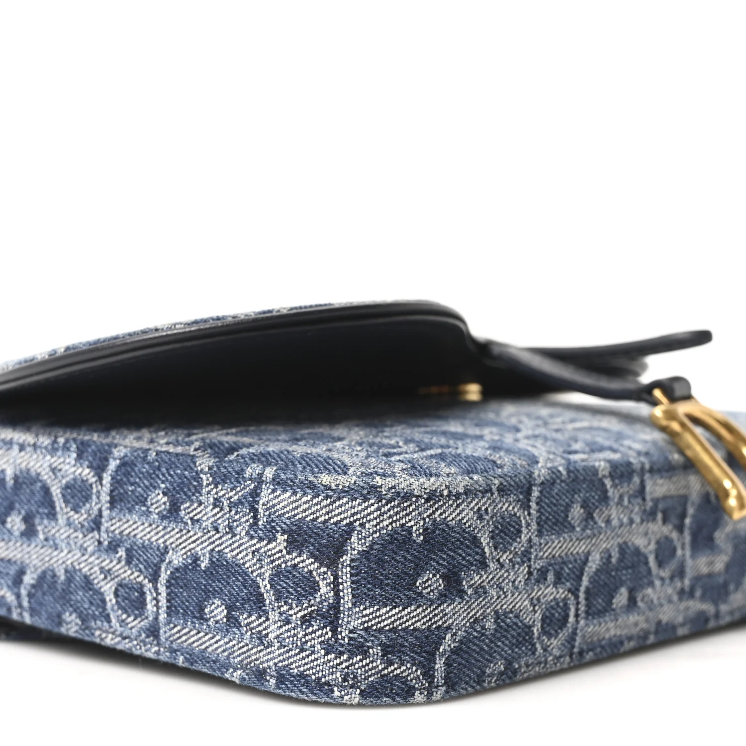 Oblique Denim Saddle Chain Long Wallet Blue - Image 8