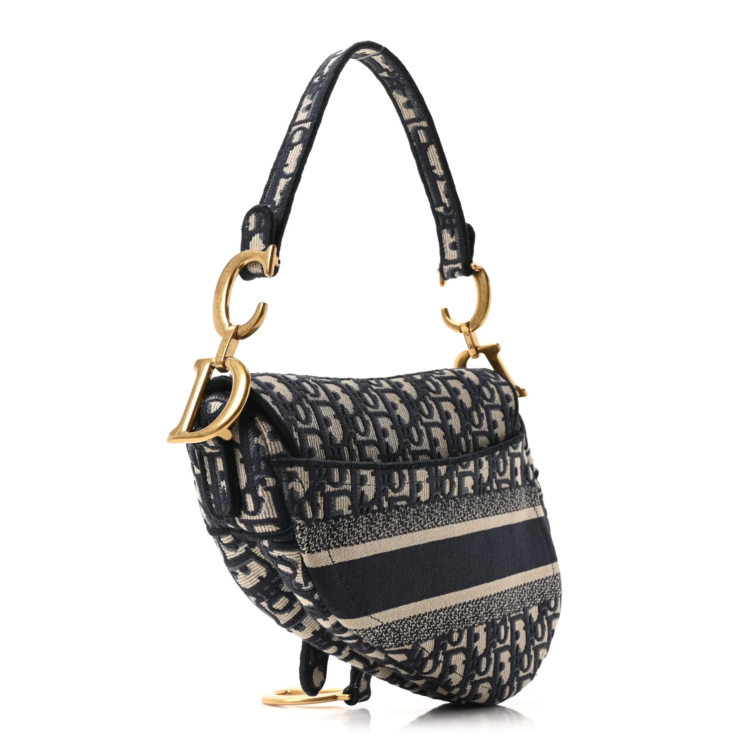 Oblique Embroidered Saddle Bag Blue - Image 3