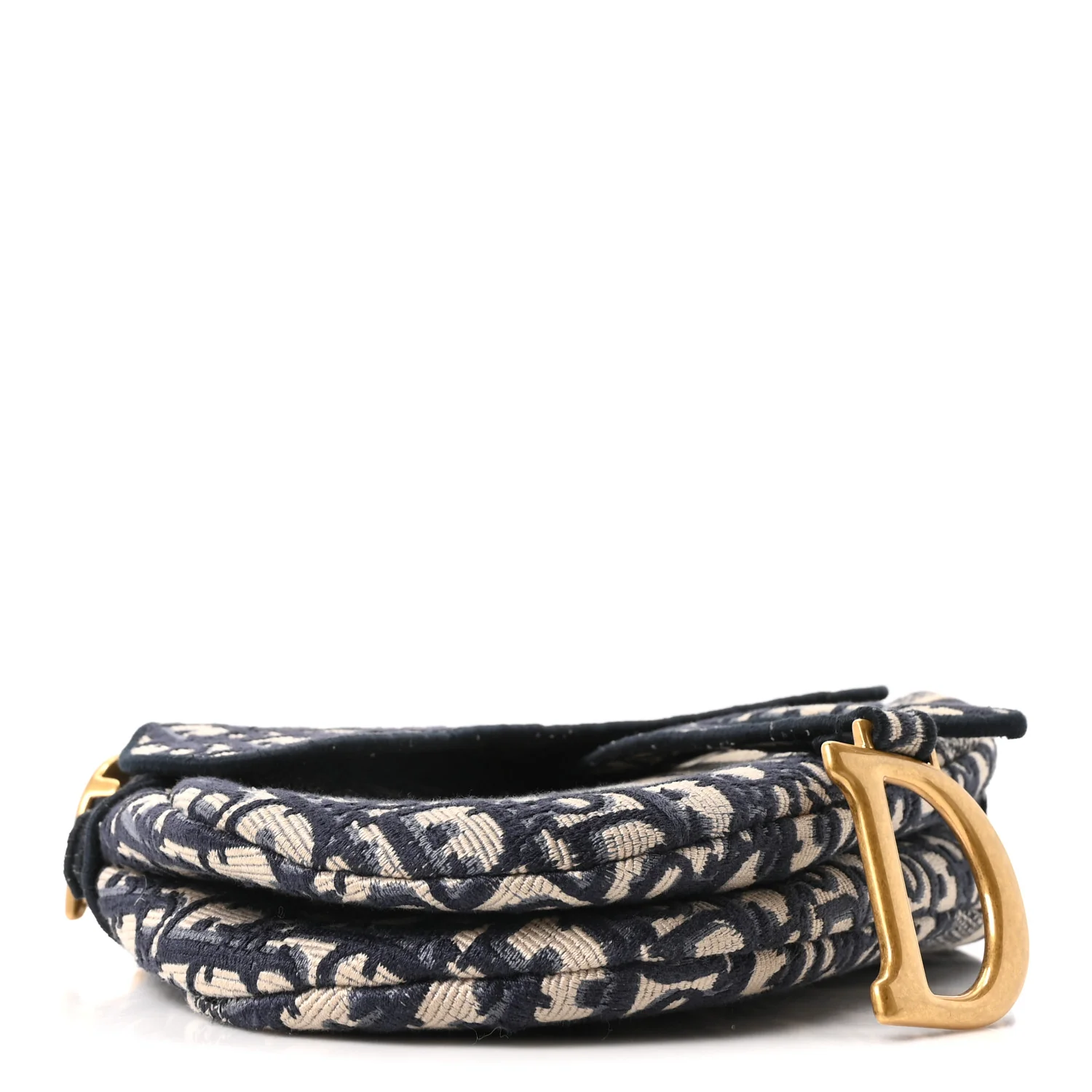 Oblique Embroidered Saddle Bag Blue - Image 4
