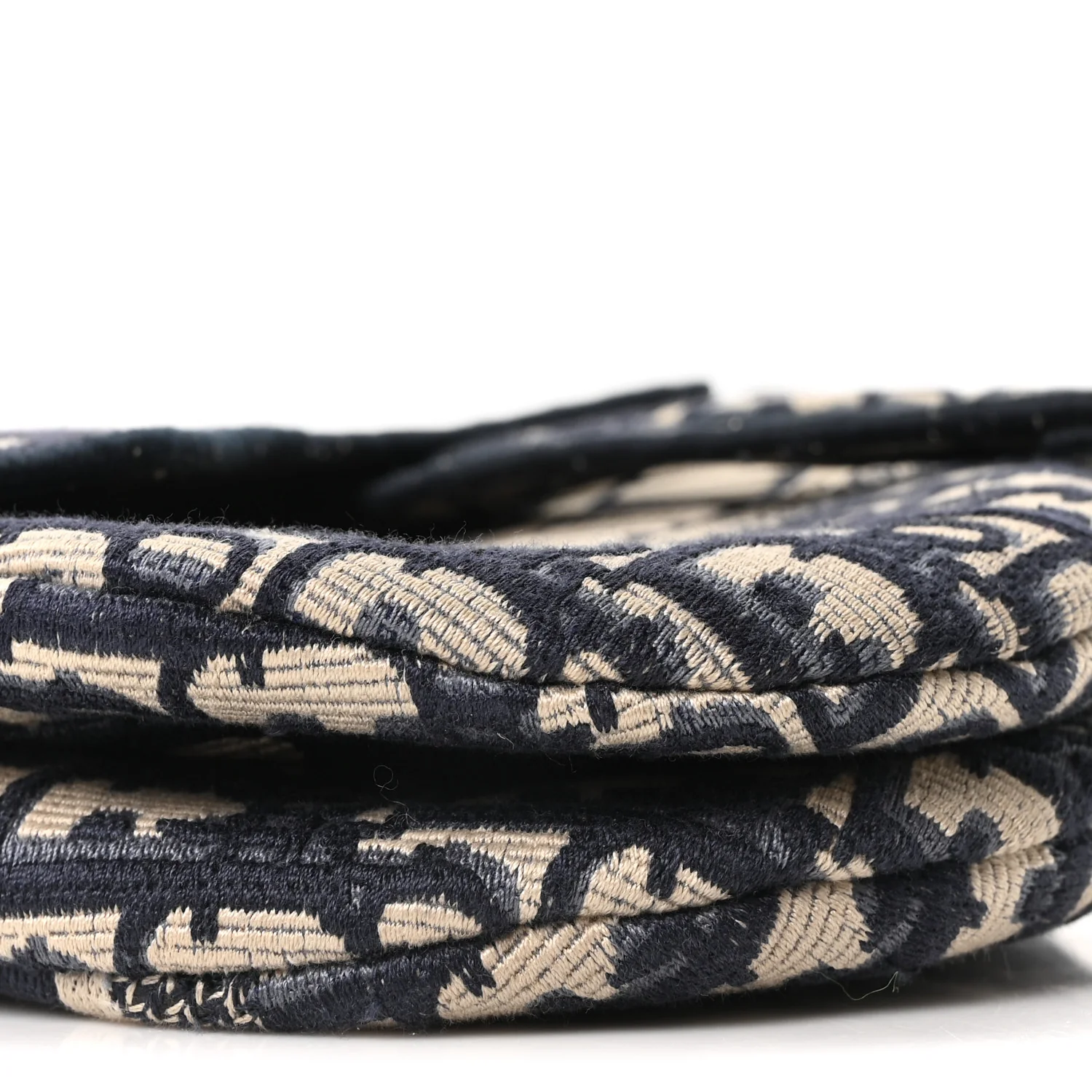Oblique Embroidered Saddle Bag Blue - Image 9
