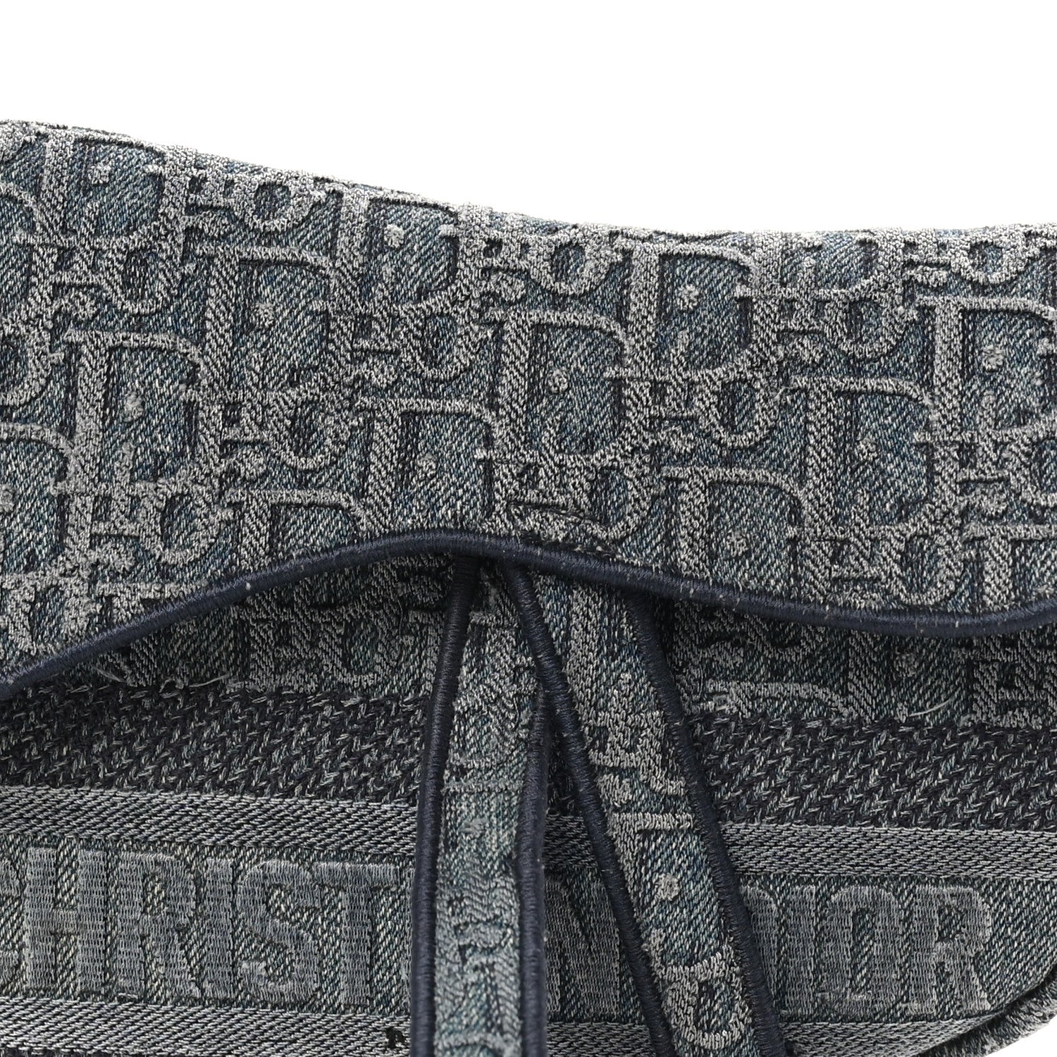 Oblique Embroidered Saddle Bag Denim Blue - Image 8
