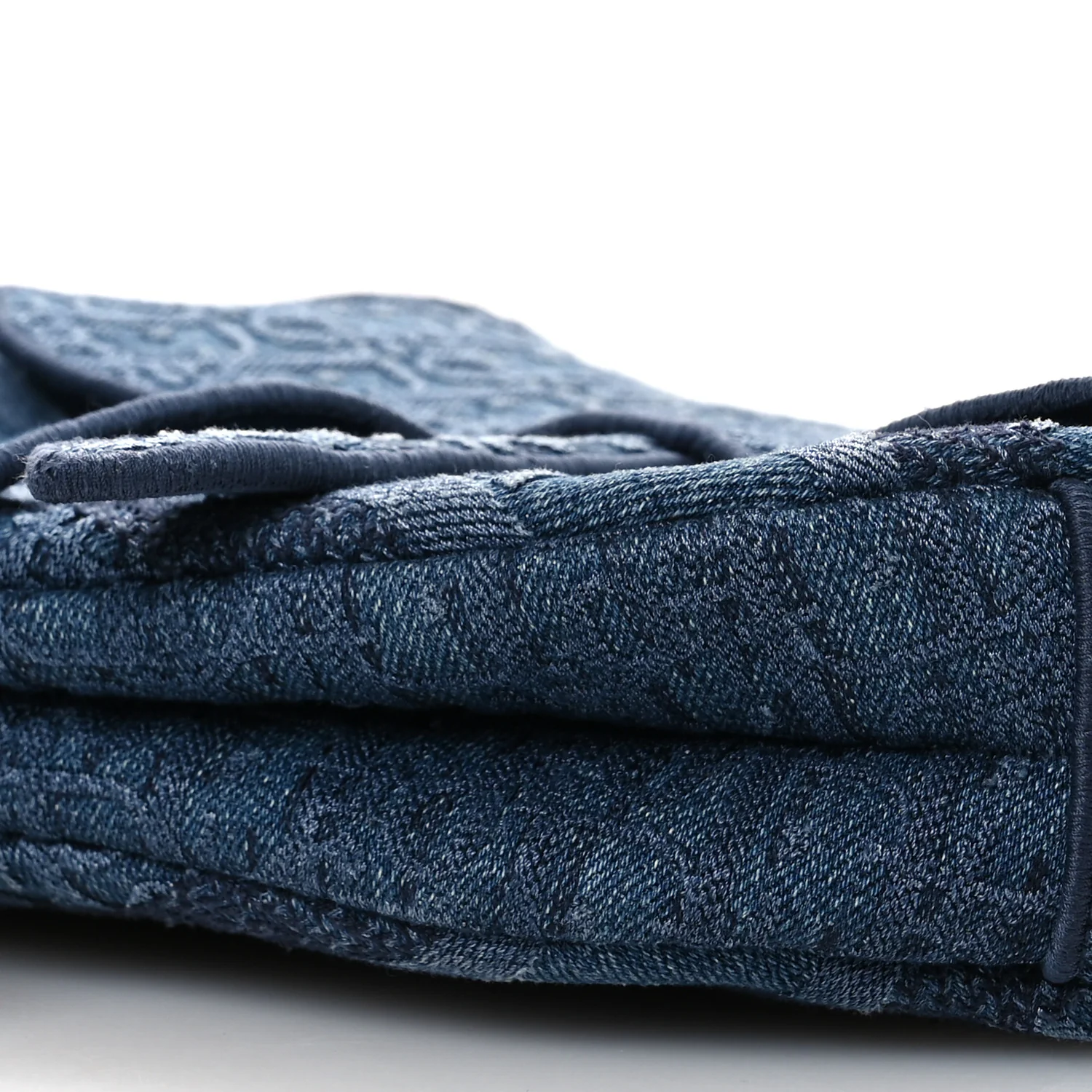 Oblique Embroidered Saddle Bag Denim Blue - Image 10