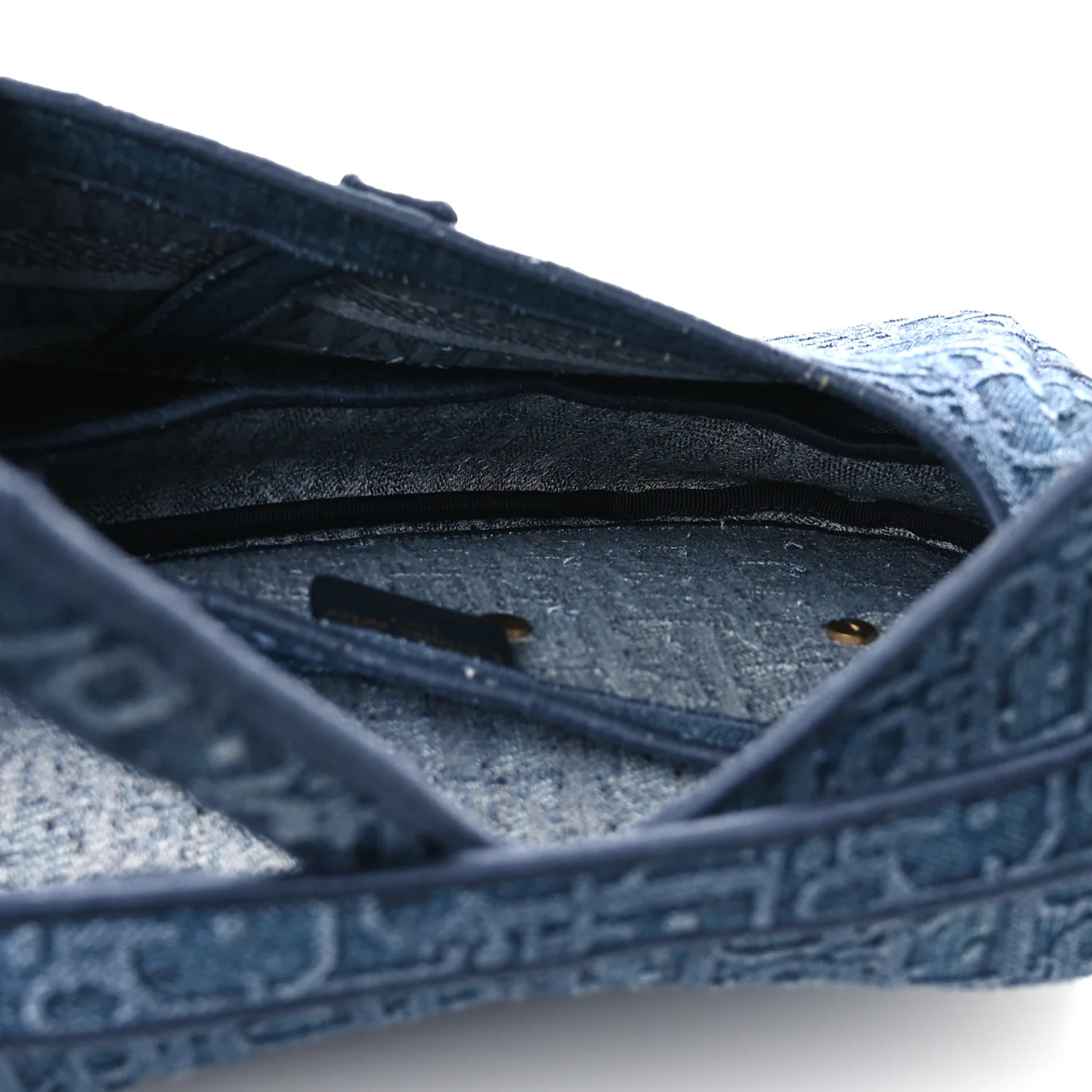 Oblique Embroidered Saddle Bag Denim Blue - Image 5