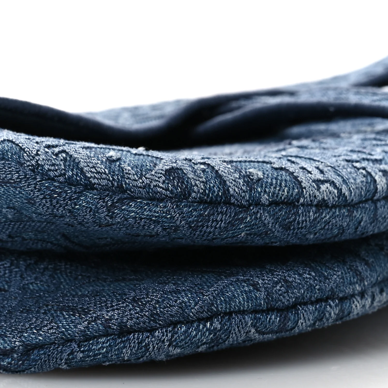 Oblique Embroidered Saddle Bag Denim Blue - Image 9