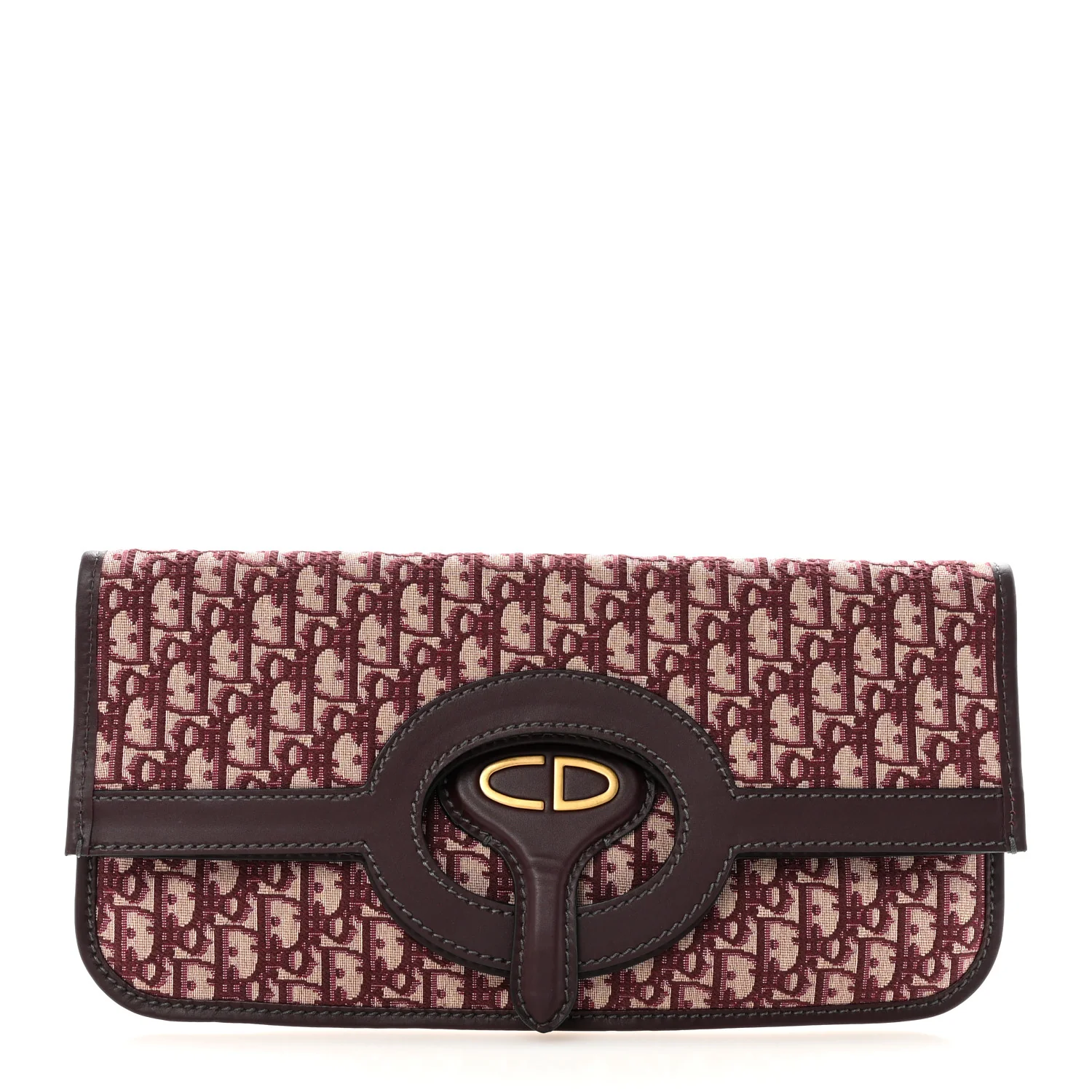 Oblique Fold Over Clutch Burgundy