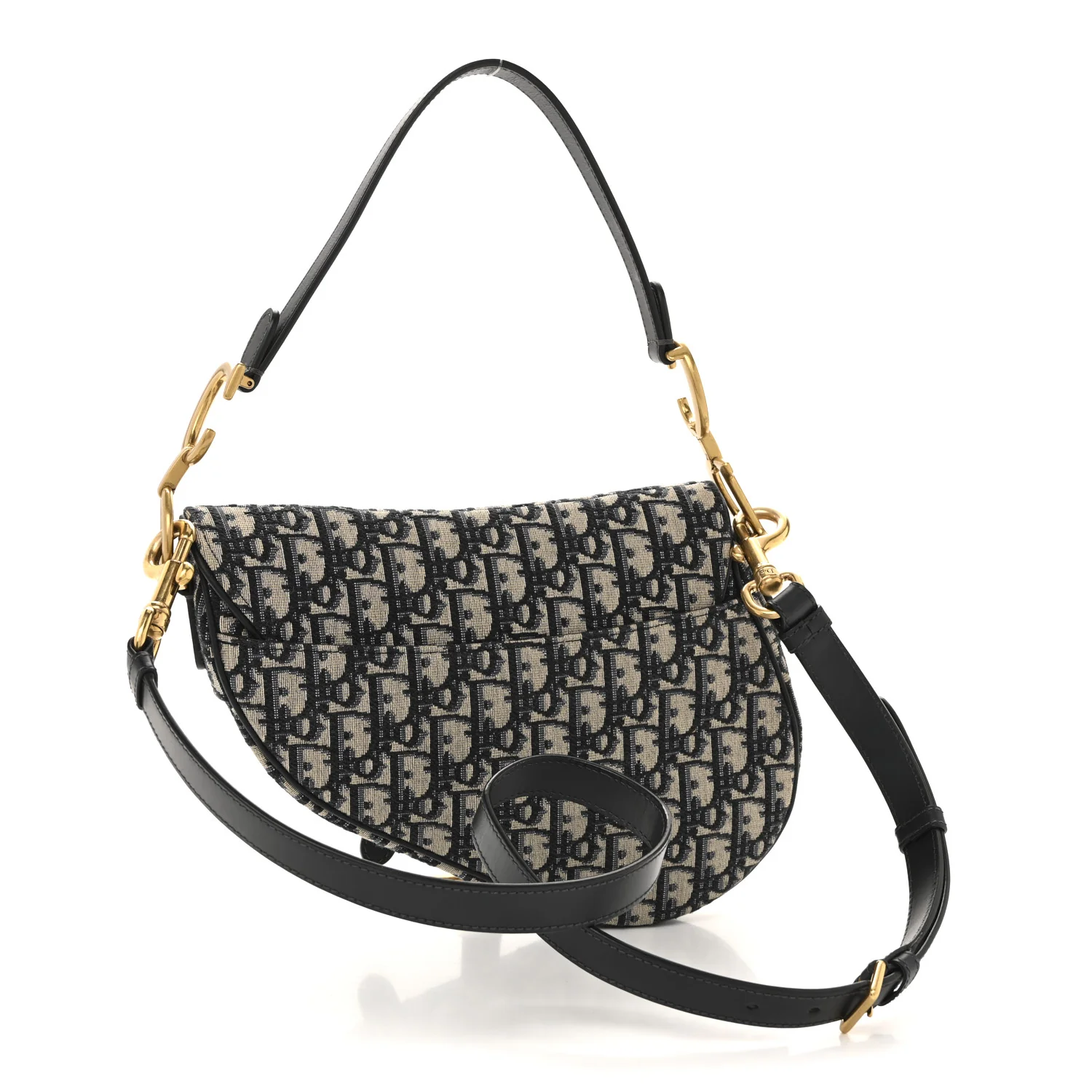 Oblique Saddle Bag With Strap Blue - Image 3