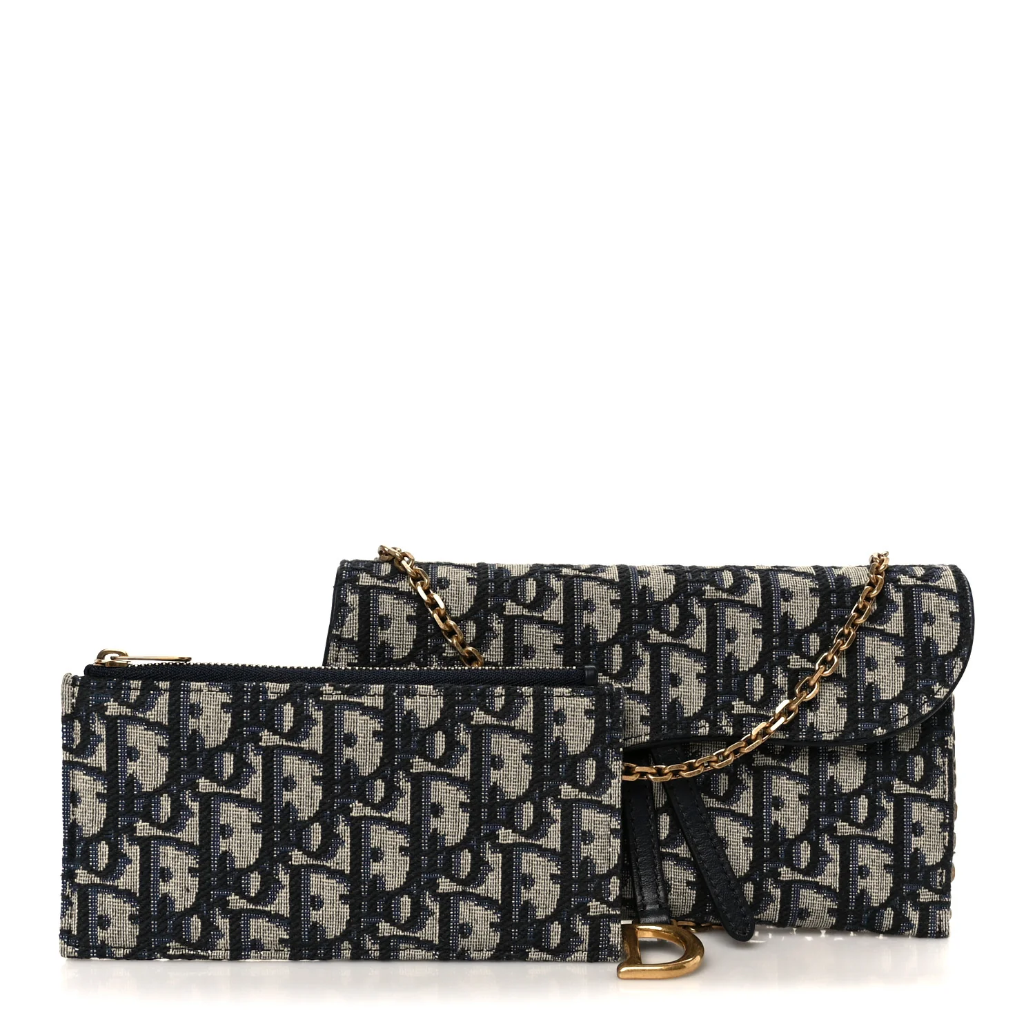Oblique Saddle Chain Long Wallet Blue - Image 3