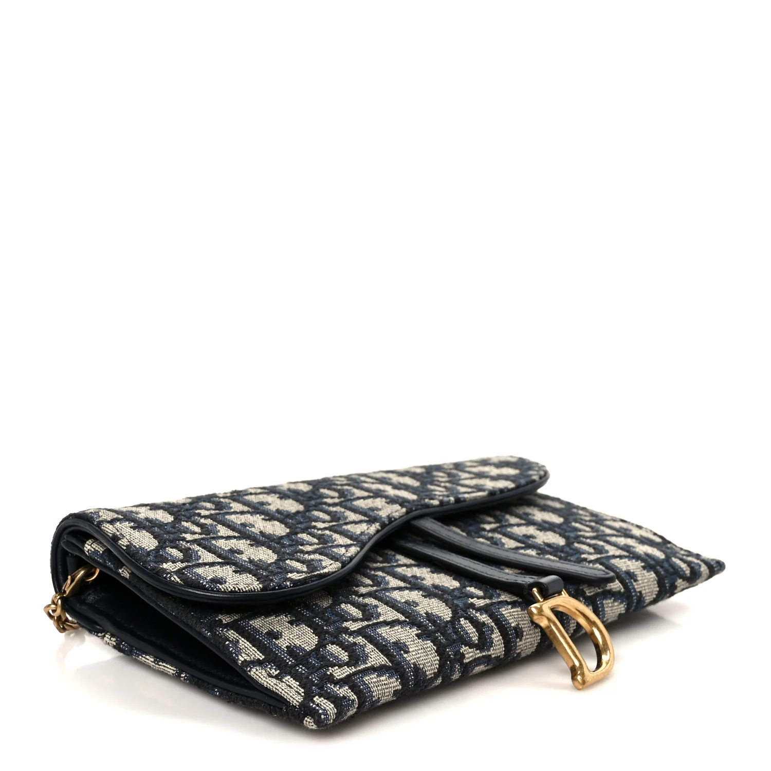 Oblique Saddle Chain Long Wallet Blue - Image 5