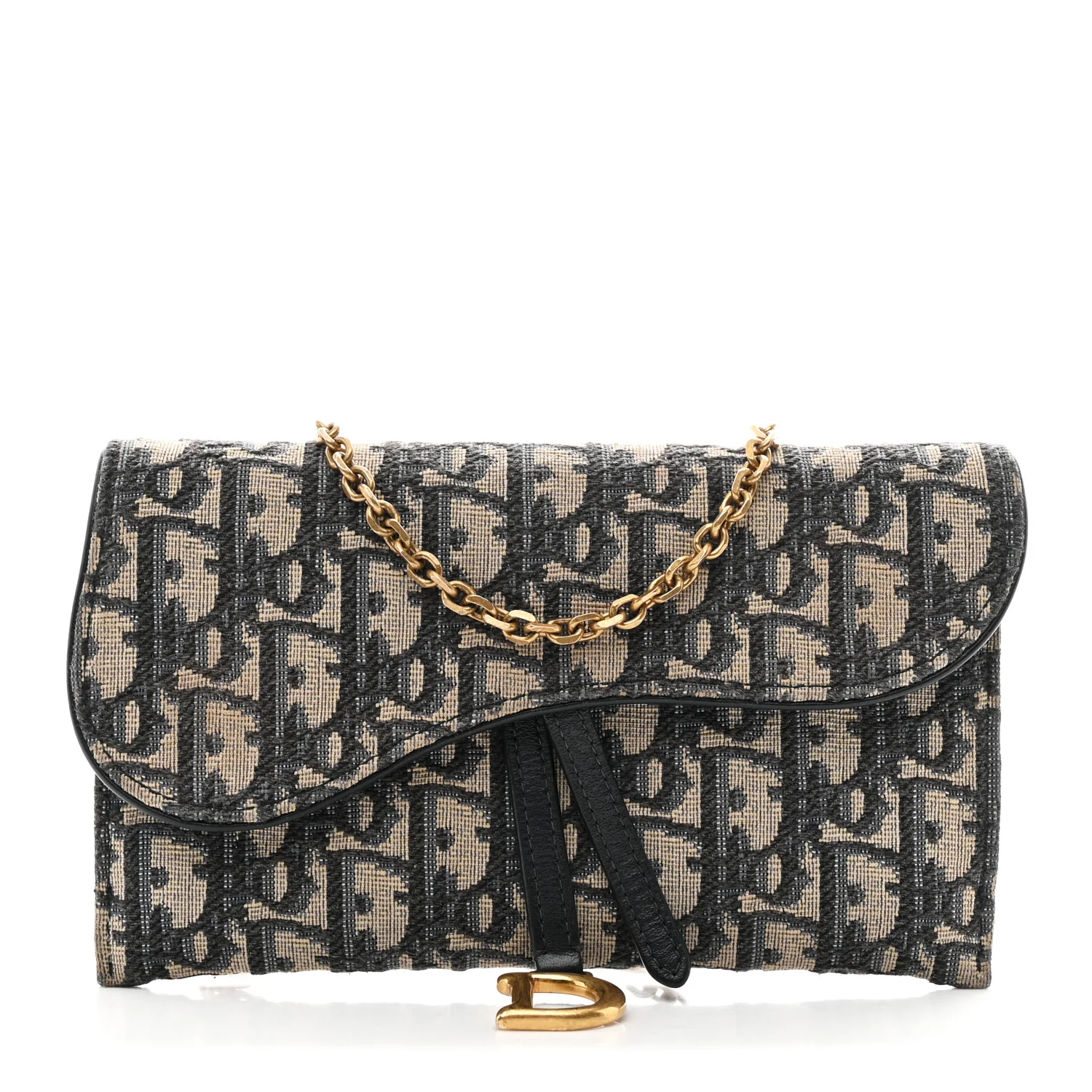 Oblique Saddle Chain Long Wallet Blue