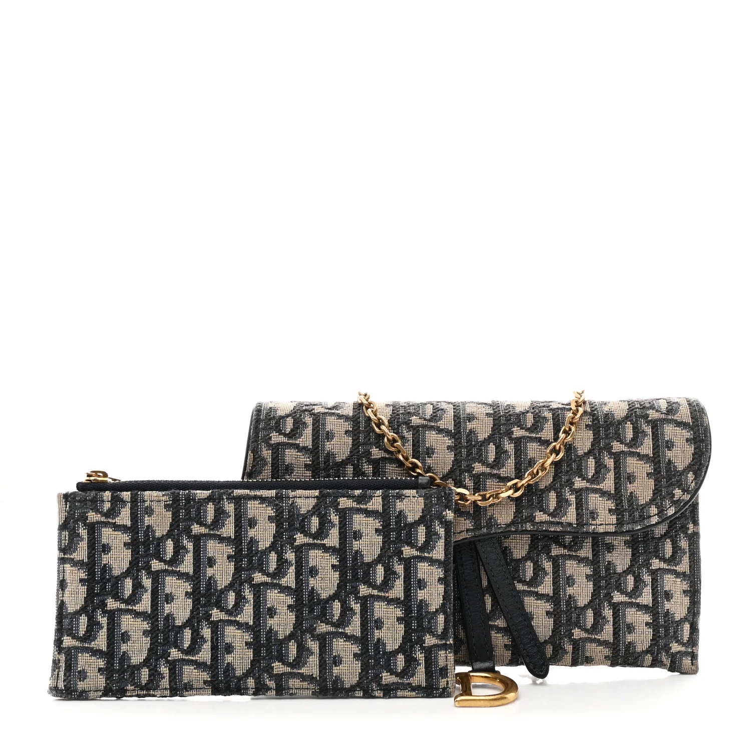 Oblique Saddle Chain Long Wallet Blue - Image 4