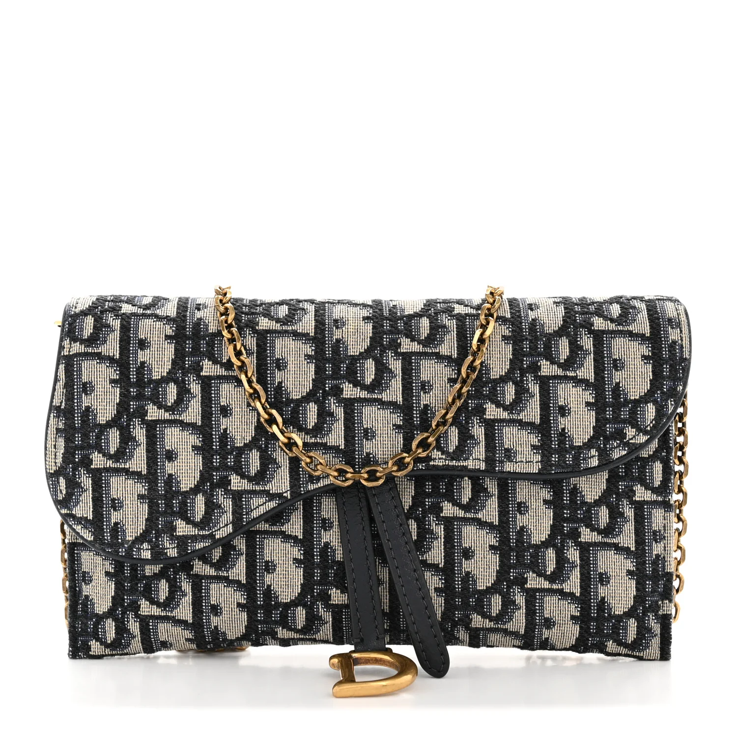 Oblique Saddle Chain Long Wallet Blue - Image 2