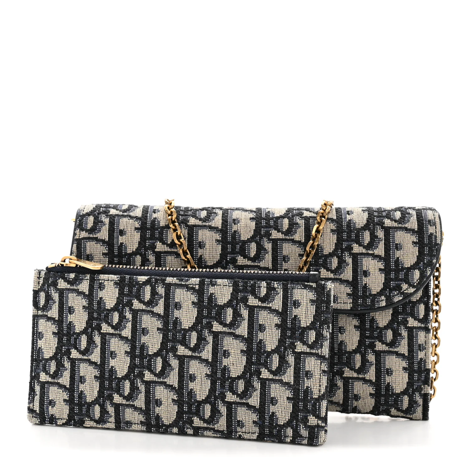 Oblique Saddle Chain Long Wallet Blue - Image 5