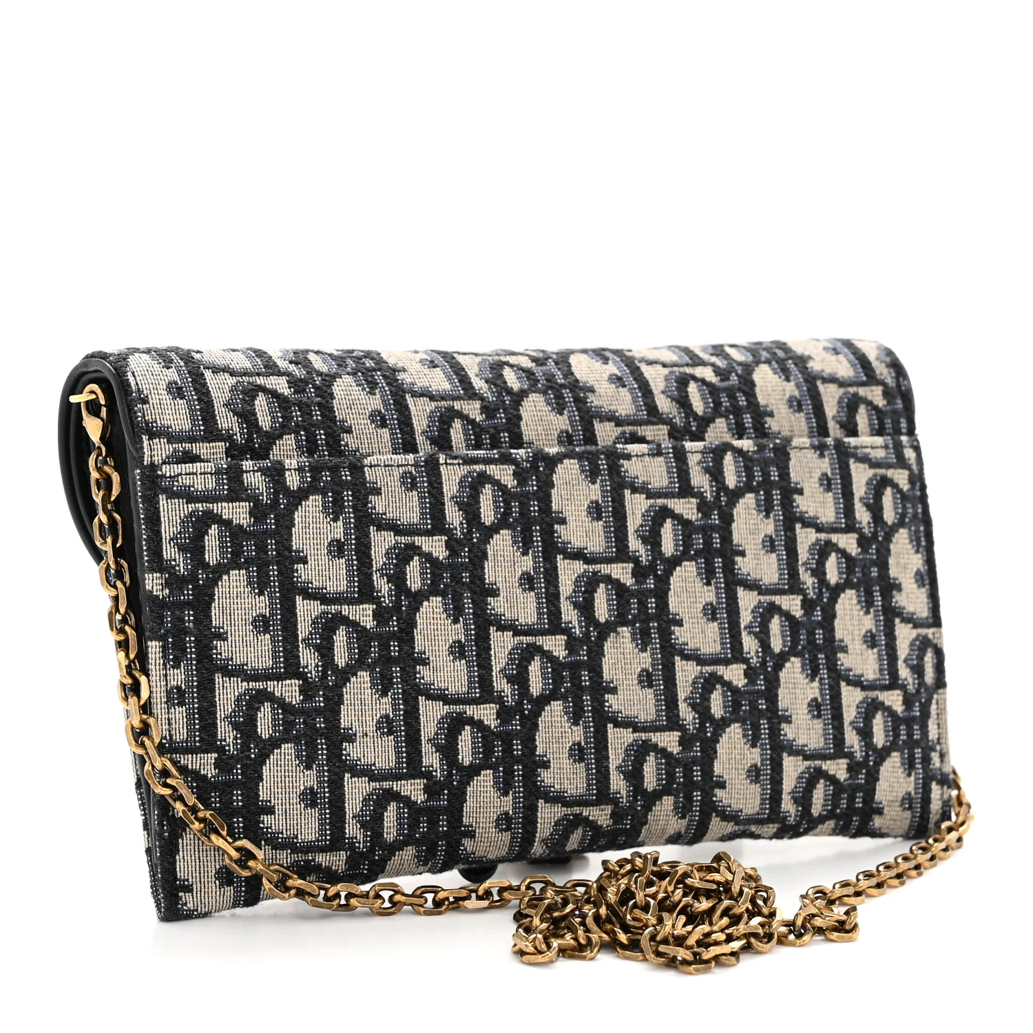 Oblique Saddle Chain Long Wallet Blue - Image 8
