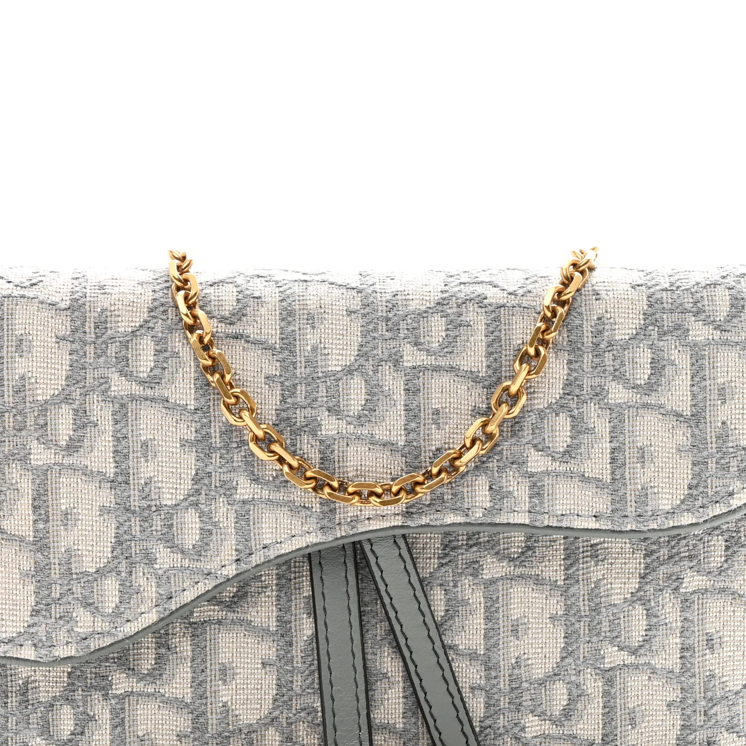 Oblique Saddle Chain Long Wallet Grey - Image 19