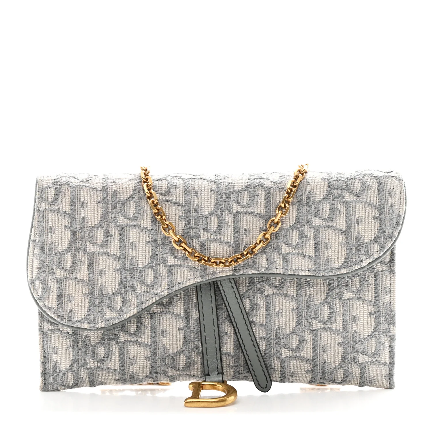 Oblique Saddle Chain Long Wallet Grey - Image 2
