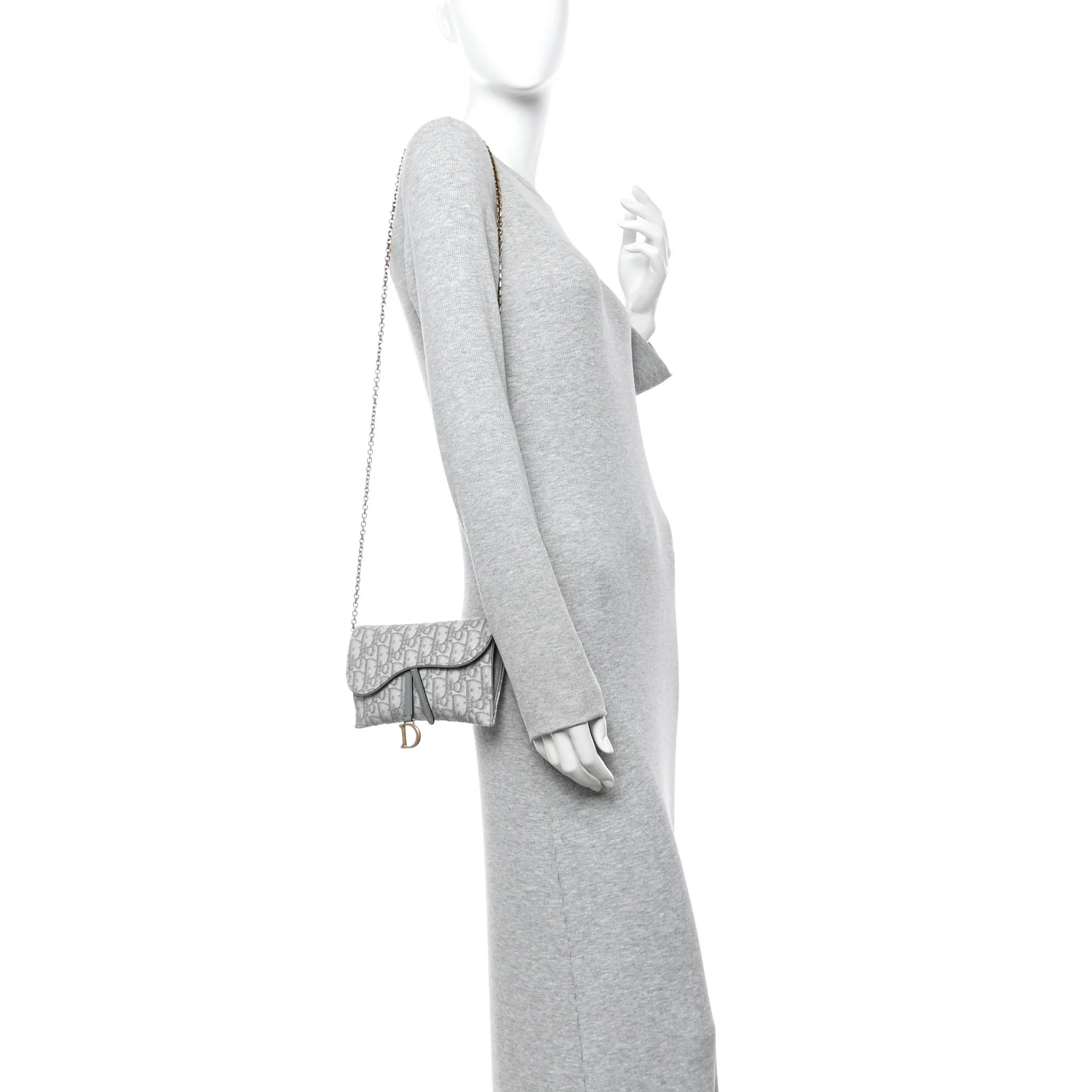 Oblique Saddle Chain Long Wallet Grey - Image 3