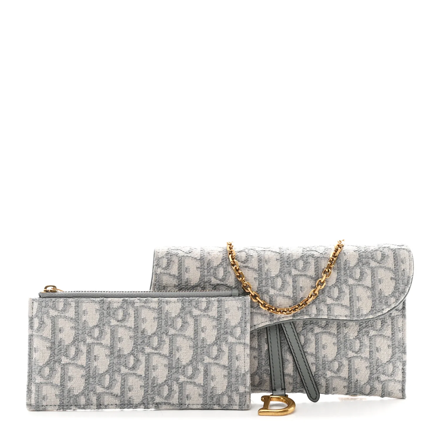 Oblique Saddle Chain Long Wallet Grey - Image 4