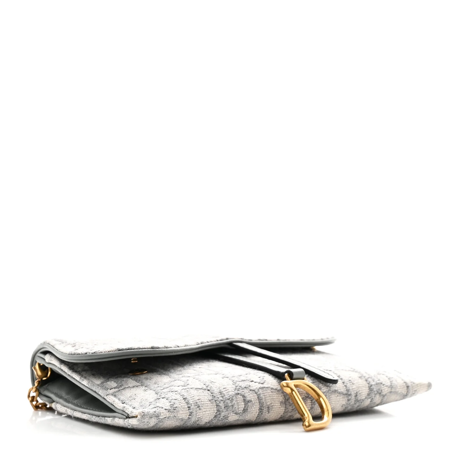 Oblique Saddle Chain Long Wallet Grey - Image 8