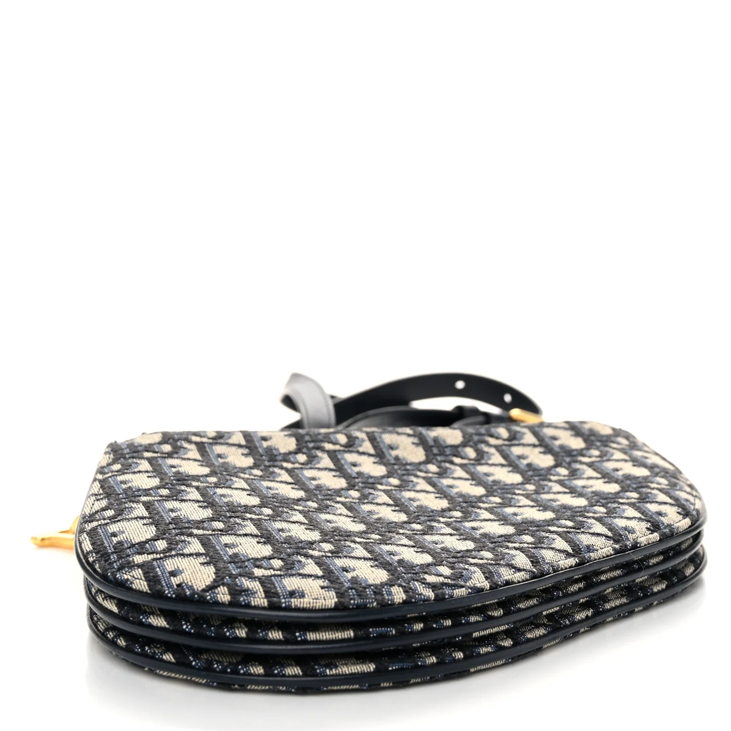Oblique Saddle Pouch With Strap Navy Blue - Image 4