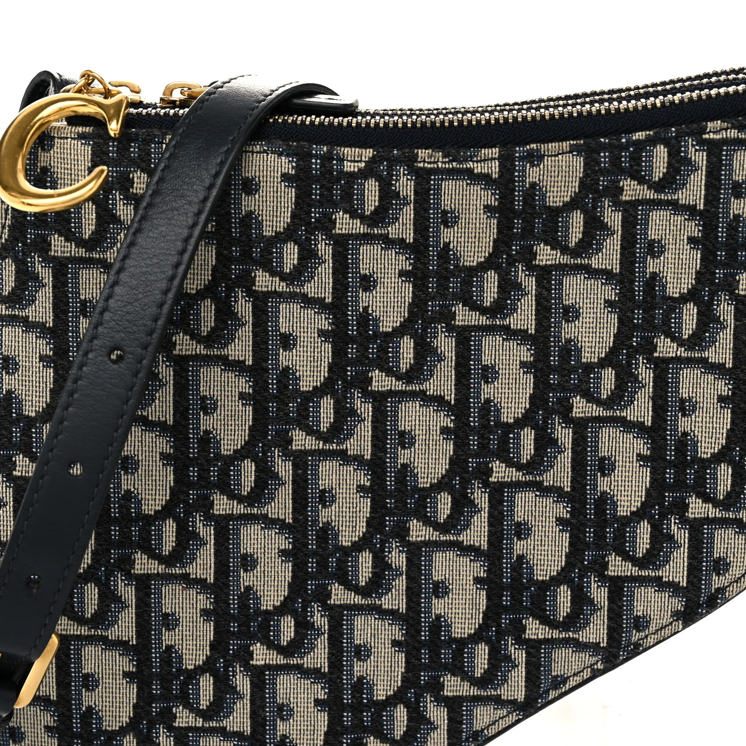 Oblique Saddle Pouch With Strap Navy Blue - Image 9