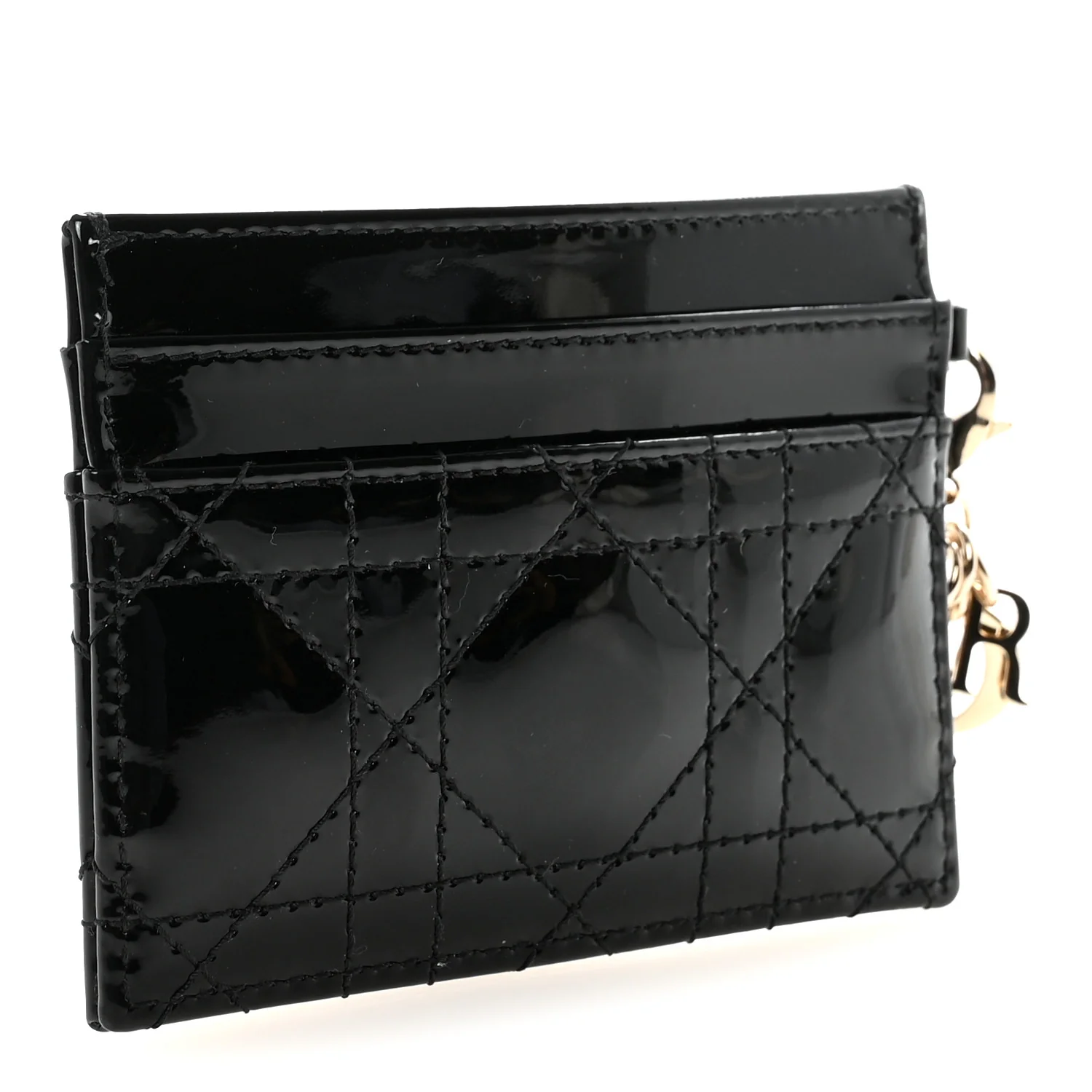 Patent Cannage Lady Dior Card Holder Black - Image 3