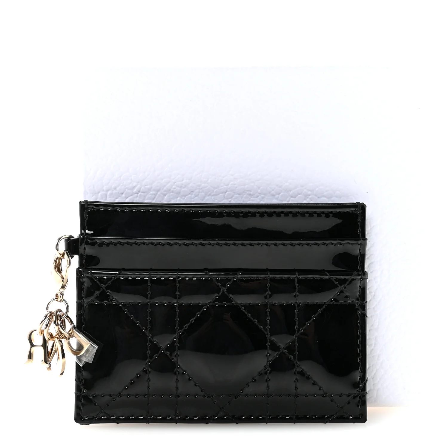 Patent Cannage Lady Dior Card Holder Black - Image 8