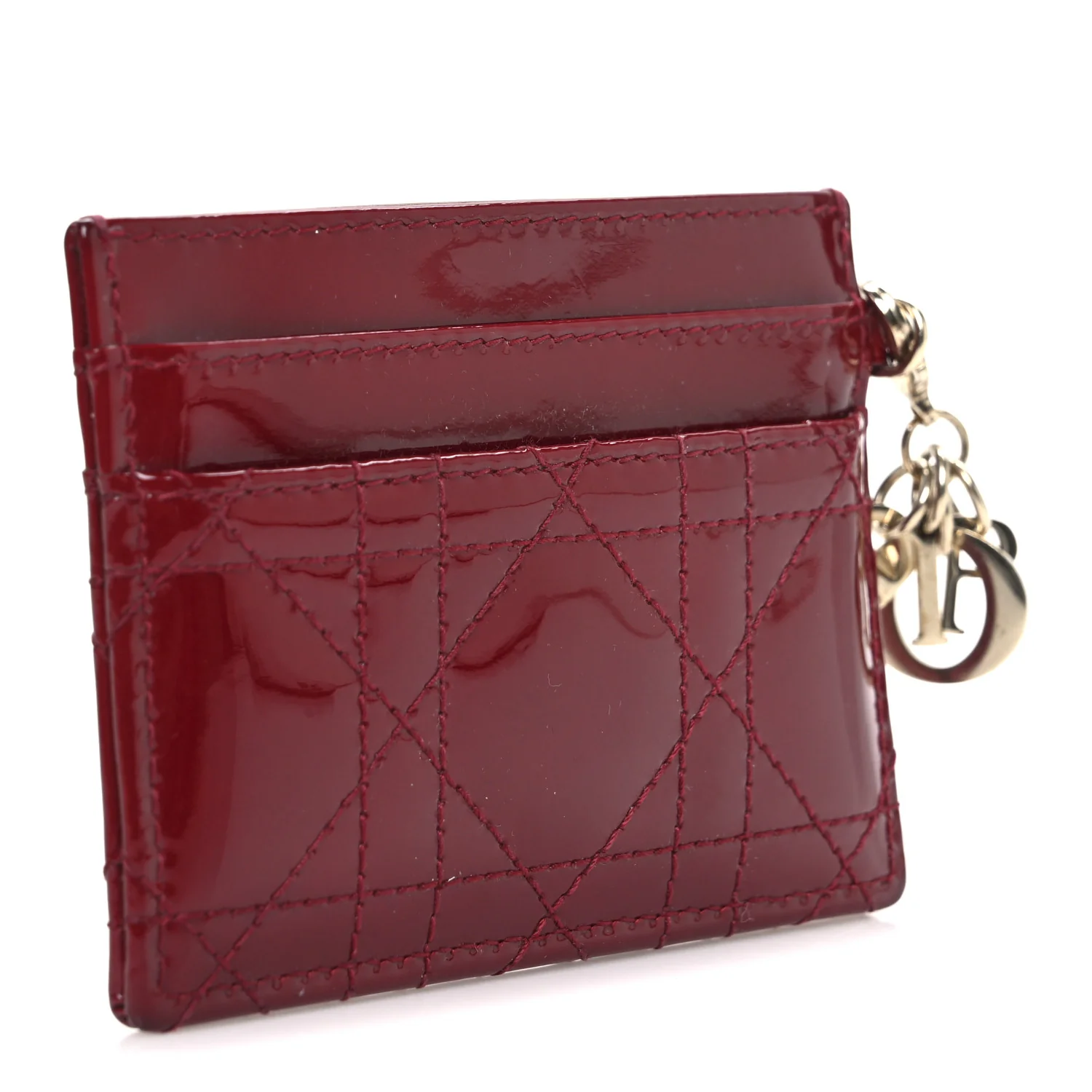 Patent Cannage Lady Dior Card Holder Red - Image 3