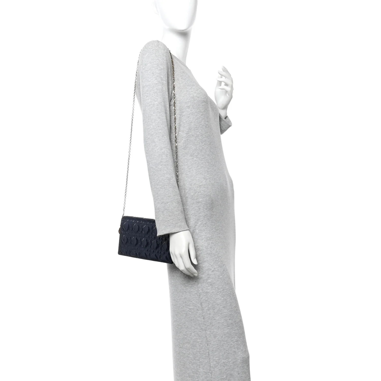 Patent Cannage Lady Dior Clutch Blue - Image 2
