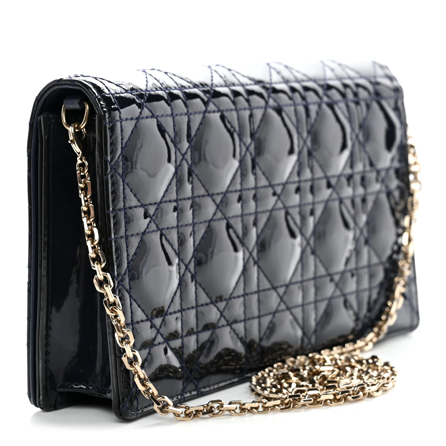Patent Cannage Lady Dior Clutch Blue - Image 3