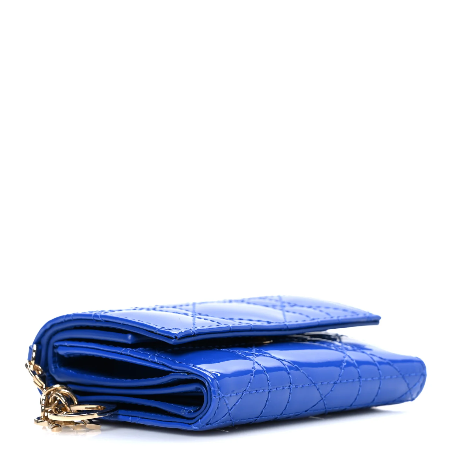 Patent Cannage Lady Dior Lotus Wallet Blue - Image 4