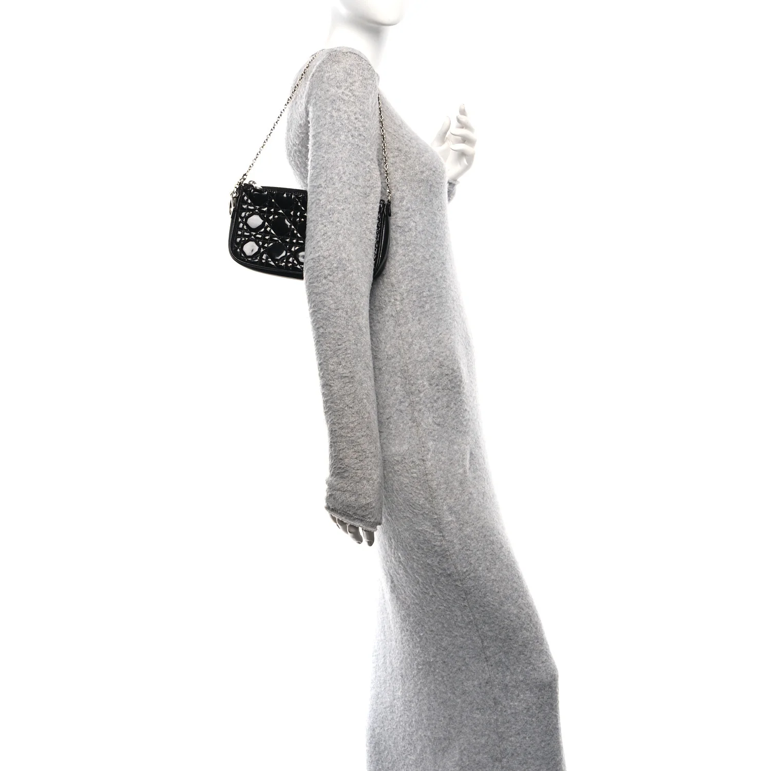 Patent Cannage Lady Dior Pochette Black - Image 2