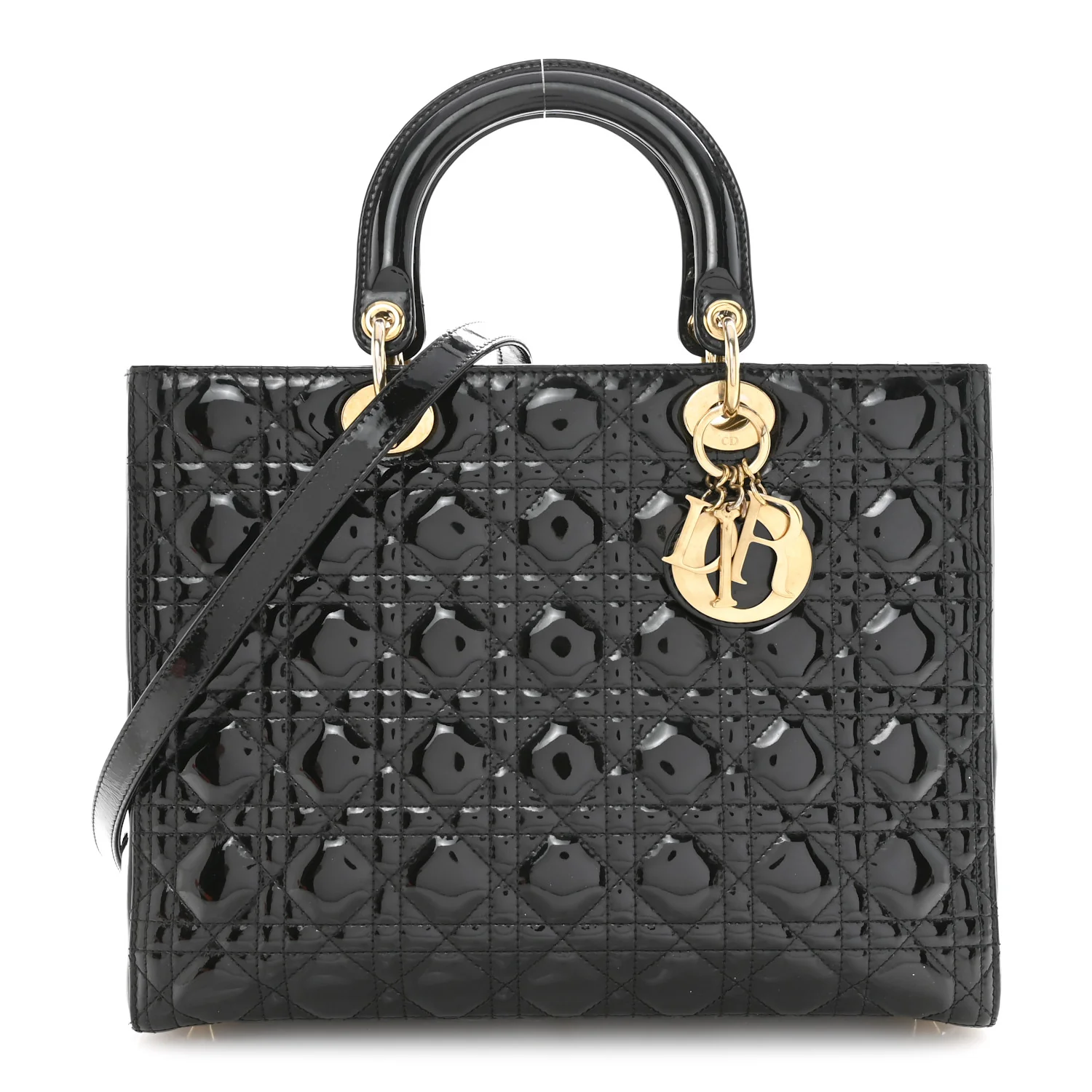 Patent Cannage Large Lady Dior Black