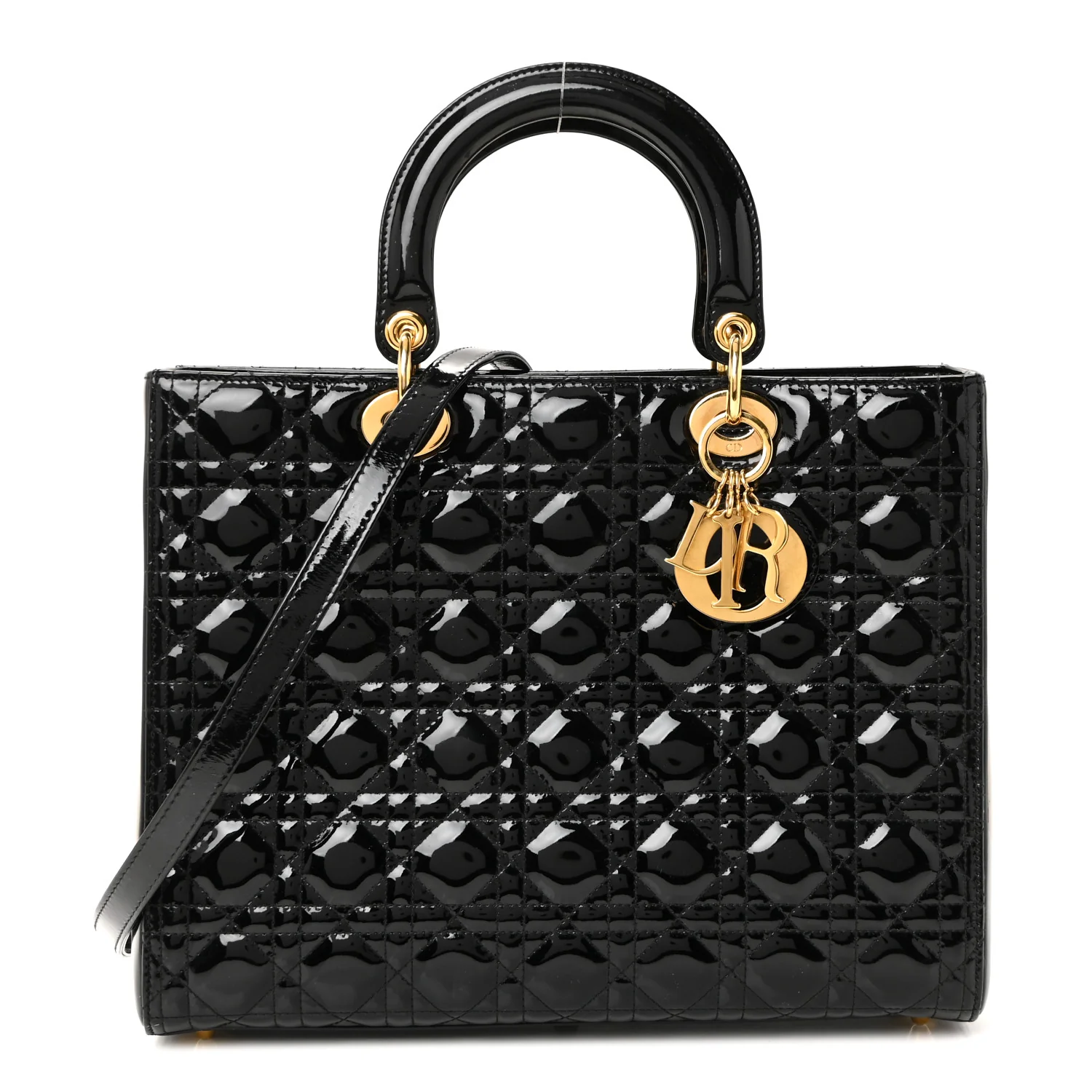 Patent Cannage Large Lady Dior Black