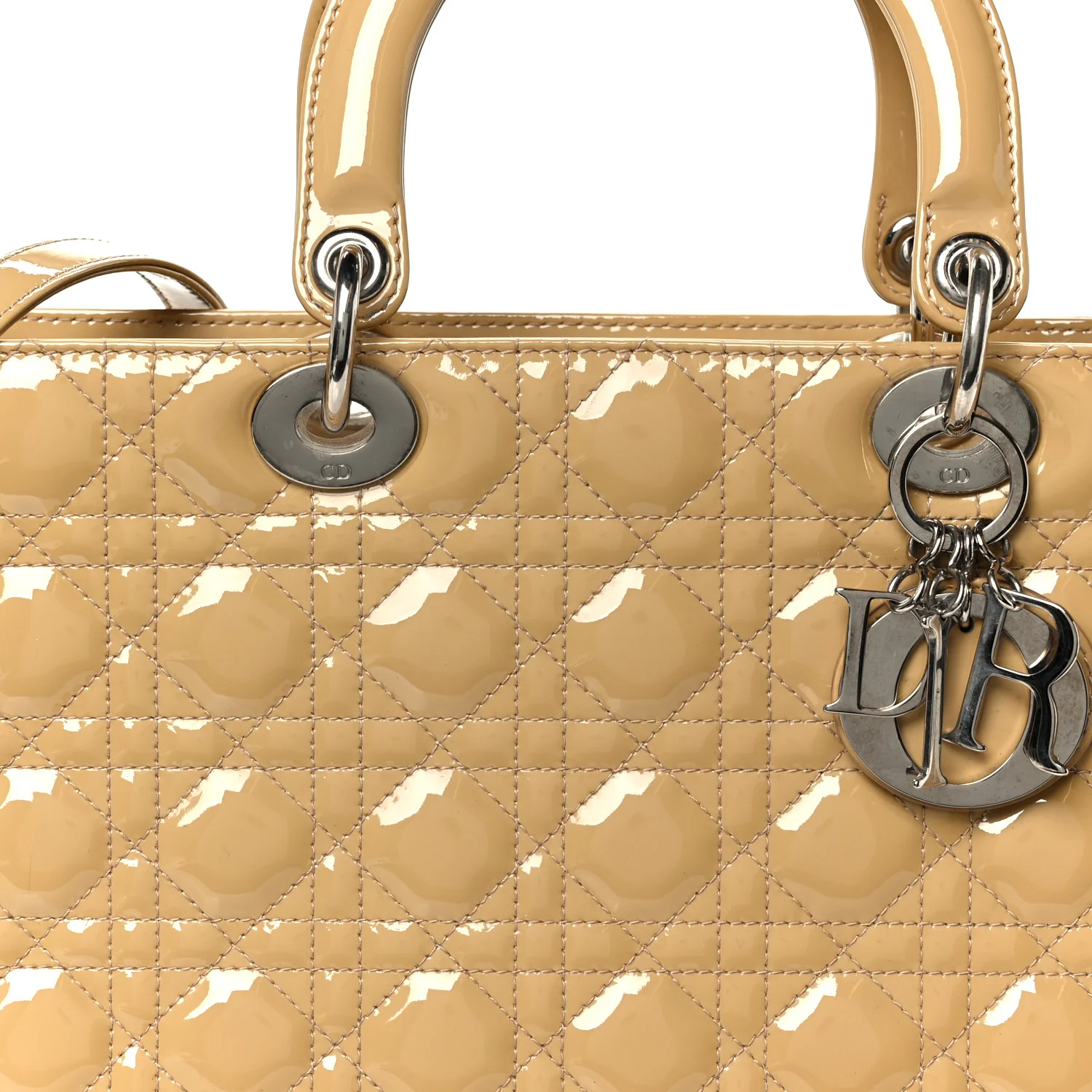 Patent Cannage Large Lady Dior Dark Beige - Image 8