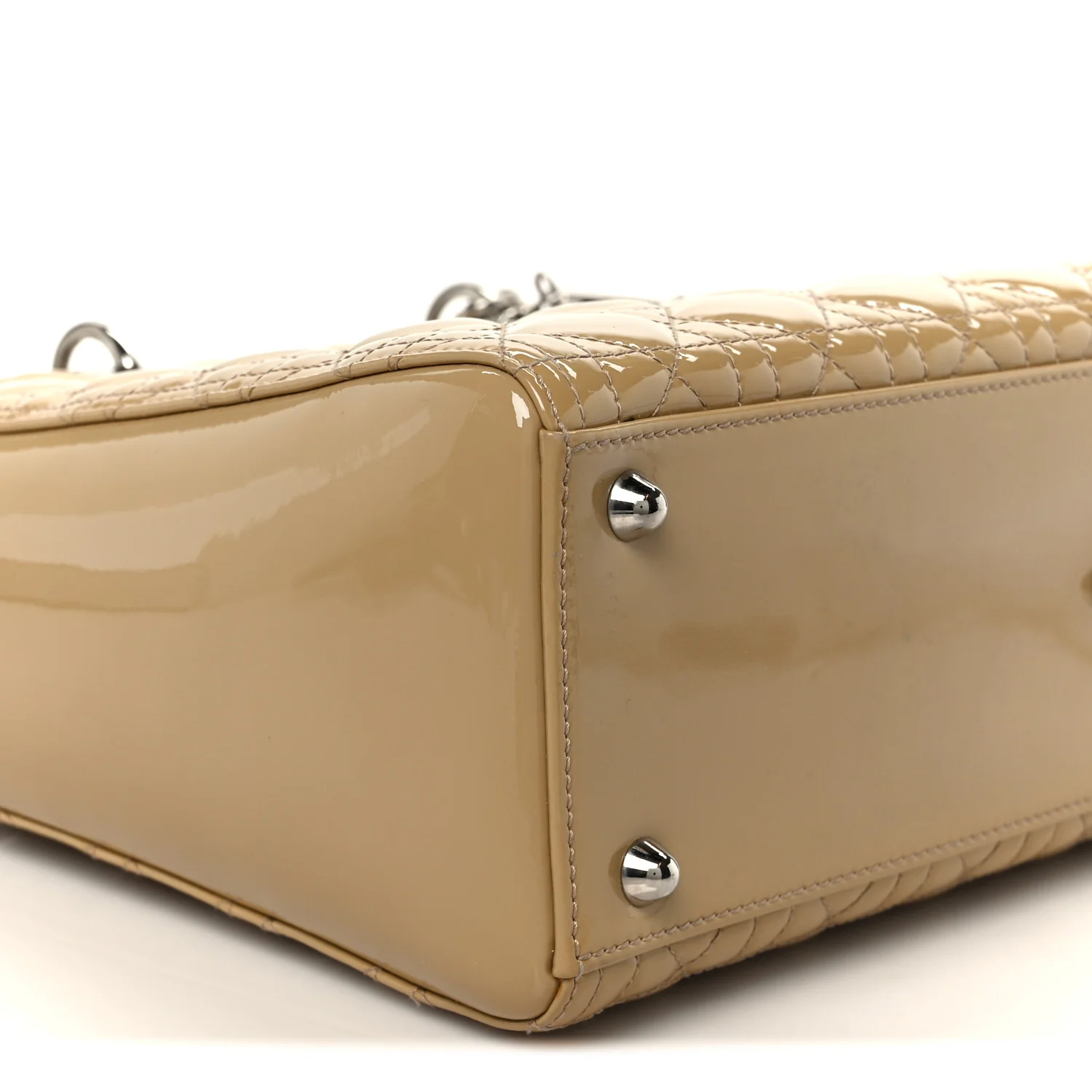 Patent Cannage Large Lady Dior Dark Beige - Image 9
