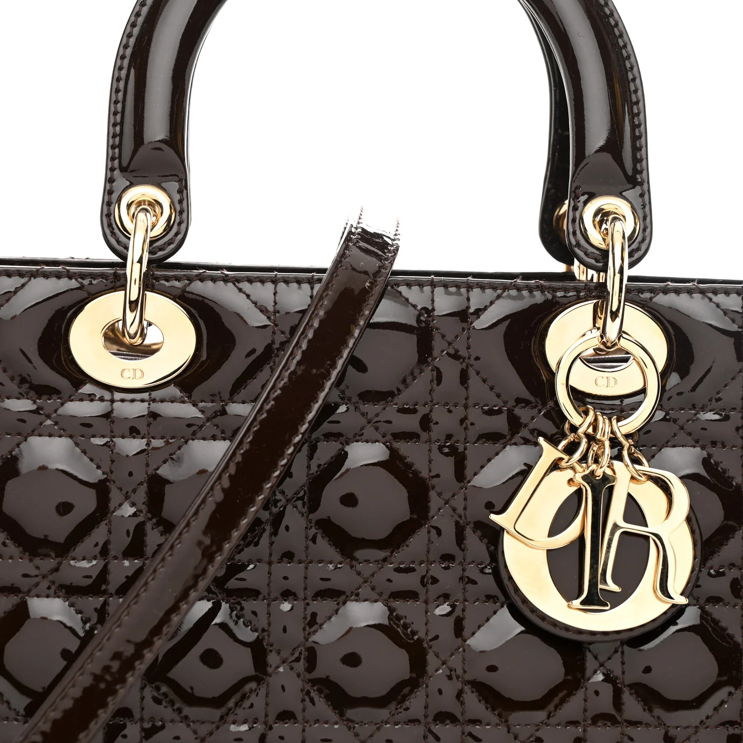 Patent Cannage Large Lady Dior Dark Brown - Image 8