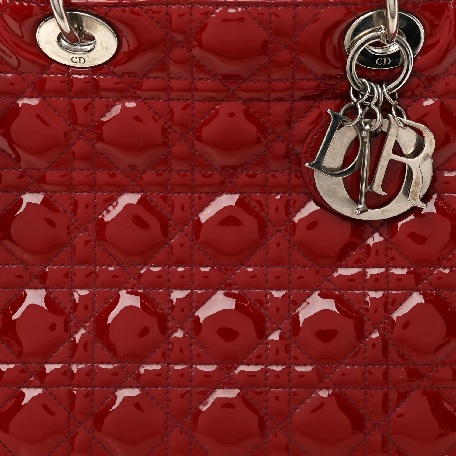 Patent Cannage Large Lady Dior Red - Image 8