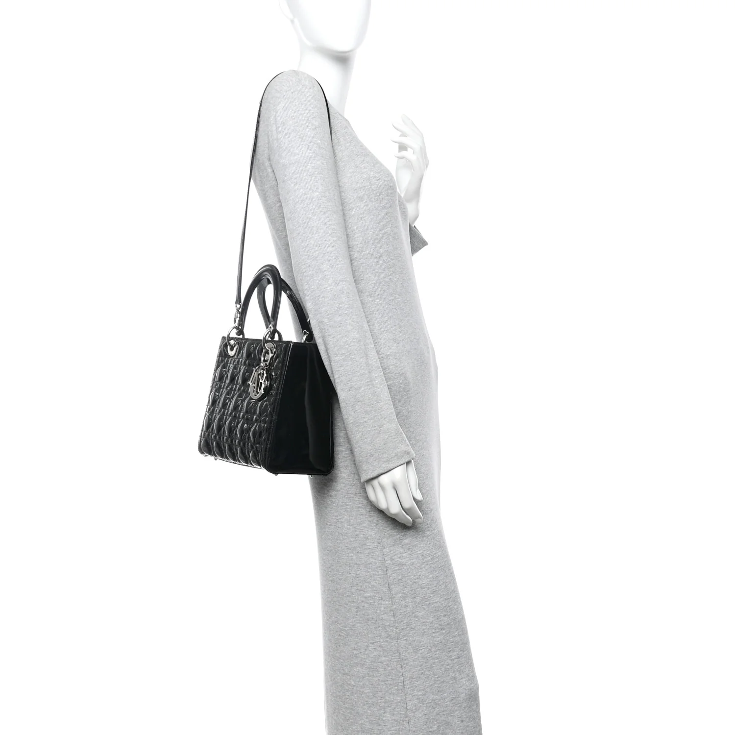 Patent Cannage Medium Lady Dior Black - Image 2