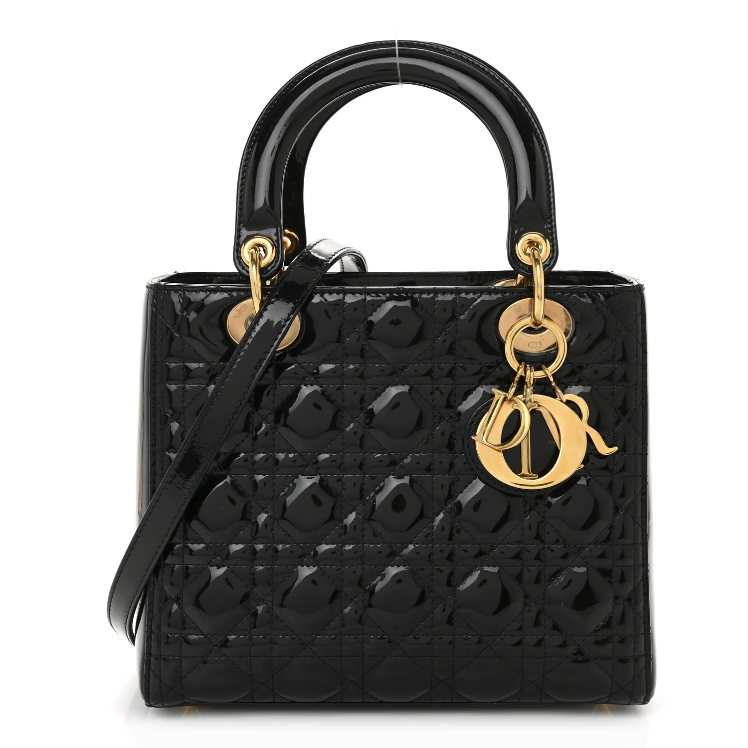 Patent Cannage Medium Lady Dior Black