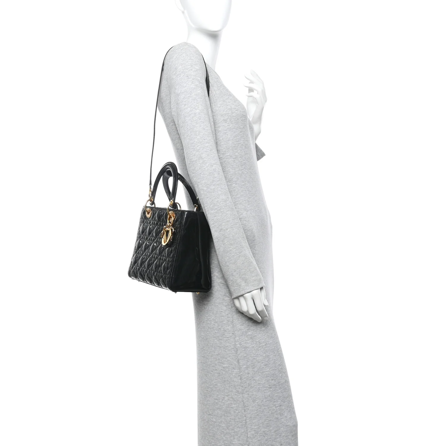Patent Cannage Medium Lady Dior Black - Image 2